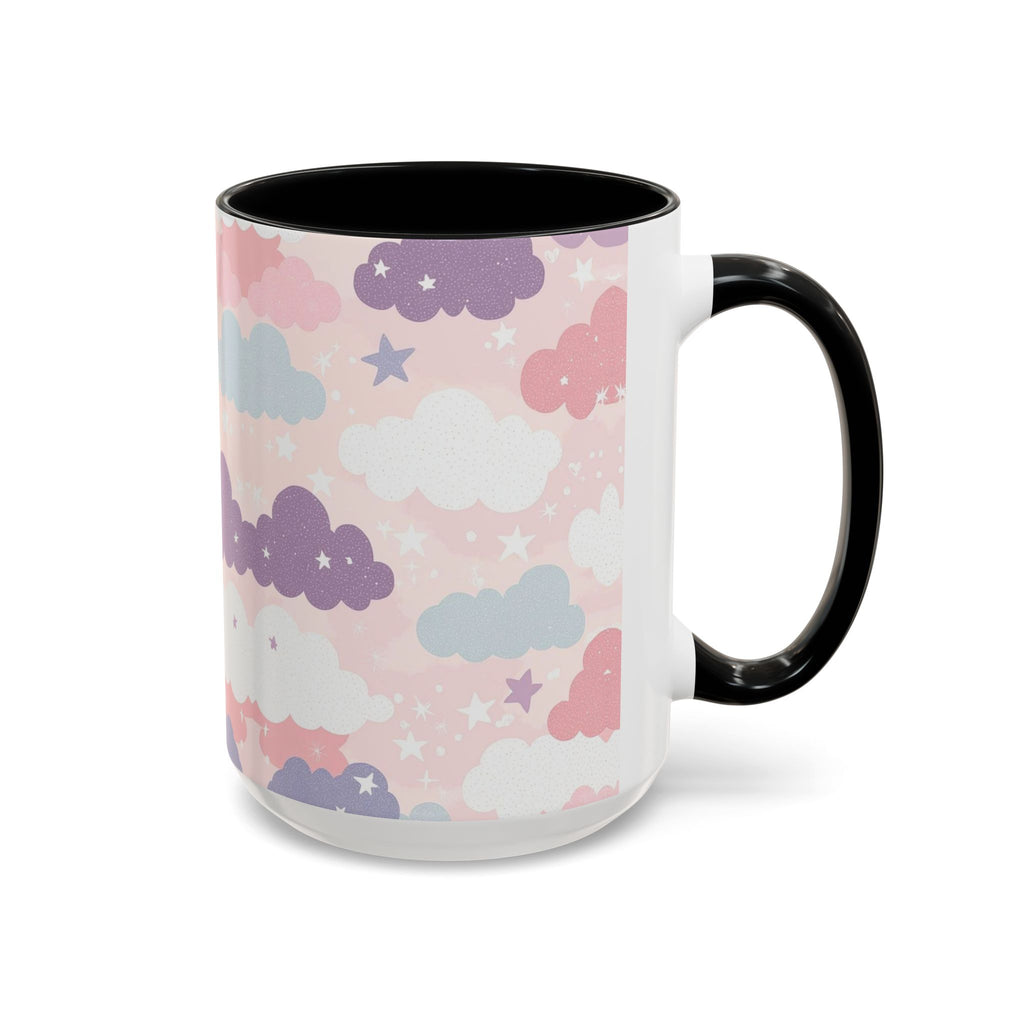 Pastel Cloud Pattern Coffee Mug | Cute Stars and Clouds Design