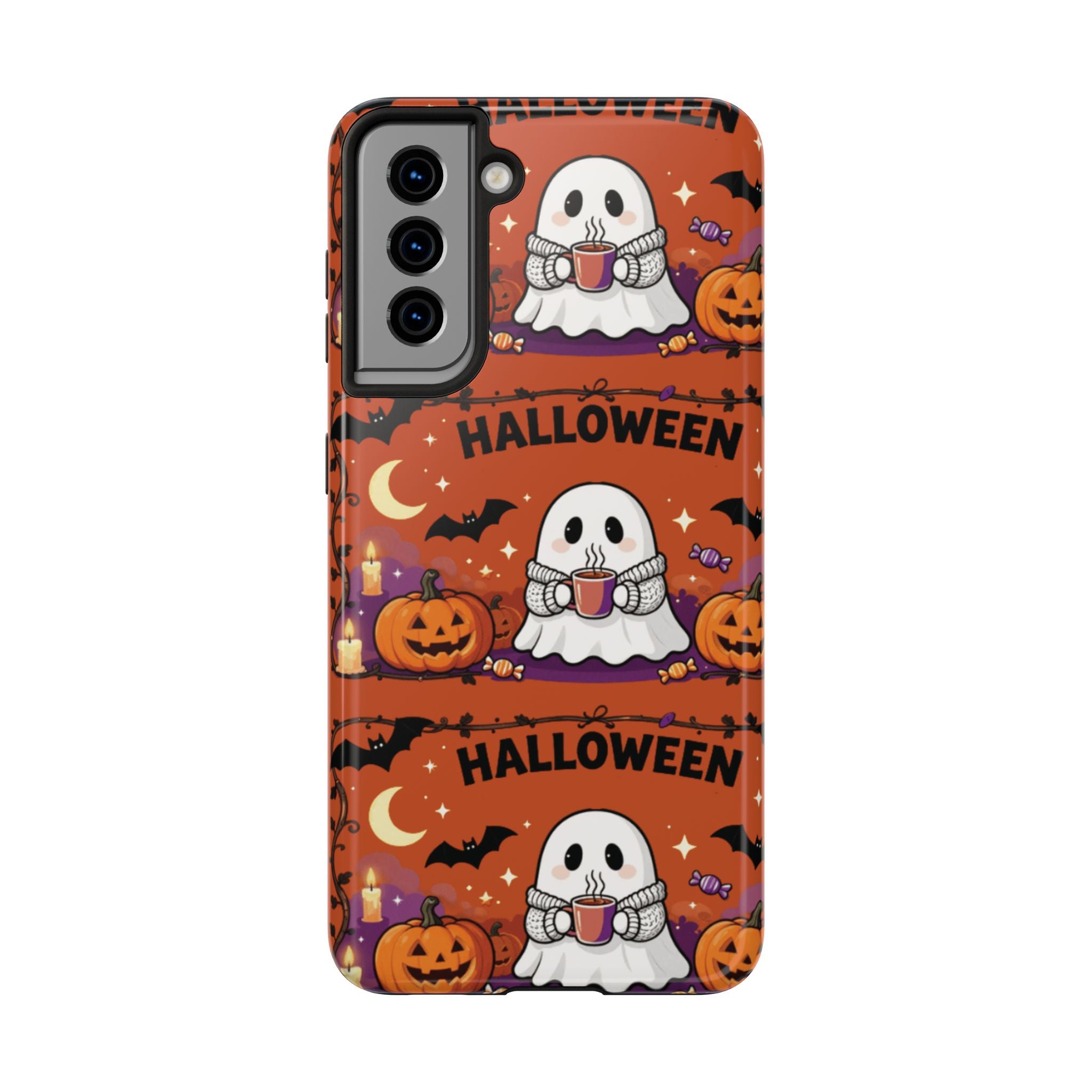 Halloween Ghost Pattern Tough Phone Case — Cute Pumpkin & Candy Halloween Phone Cover