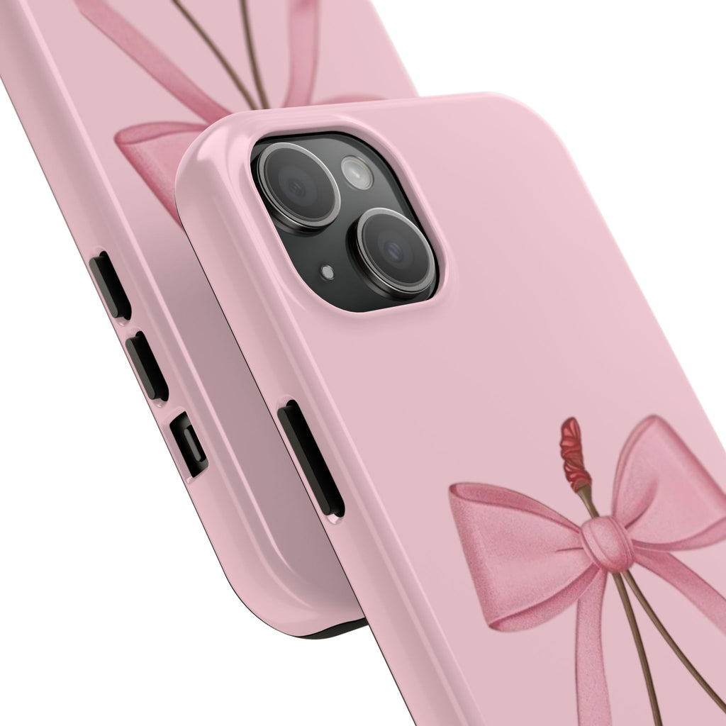 Pink Cherry Tough Phone Case — Cute Bow Cherry Protective Phone Cover