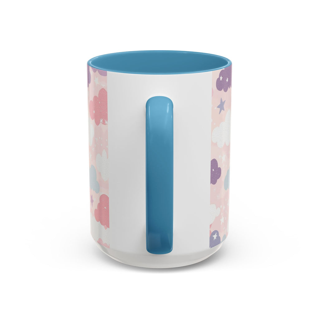 Pastel Cloud Pattern Coffee Mug | Cute Stars and Clouds Design