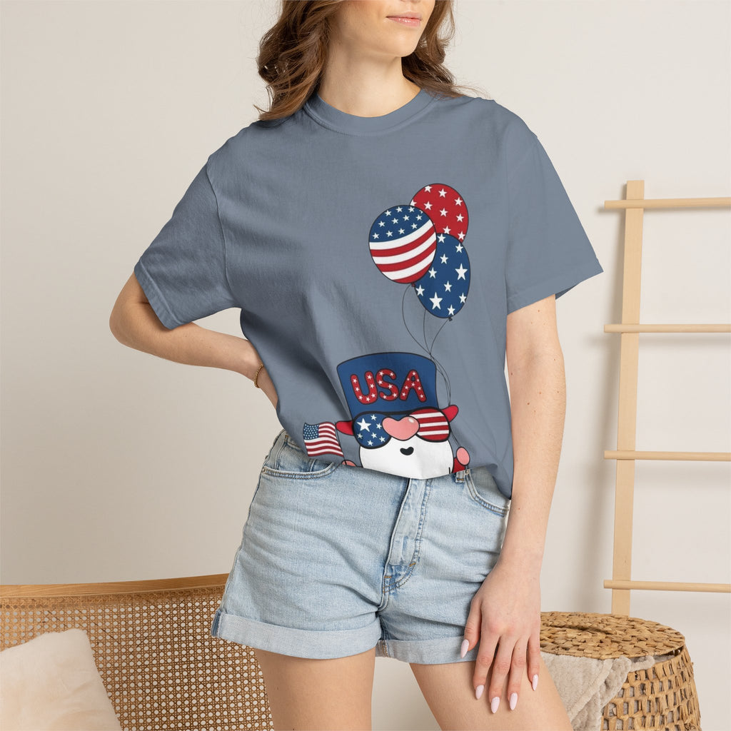 Patriotic Gnome with Balloons T-Shirt | Happy 4th of July USA Design