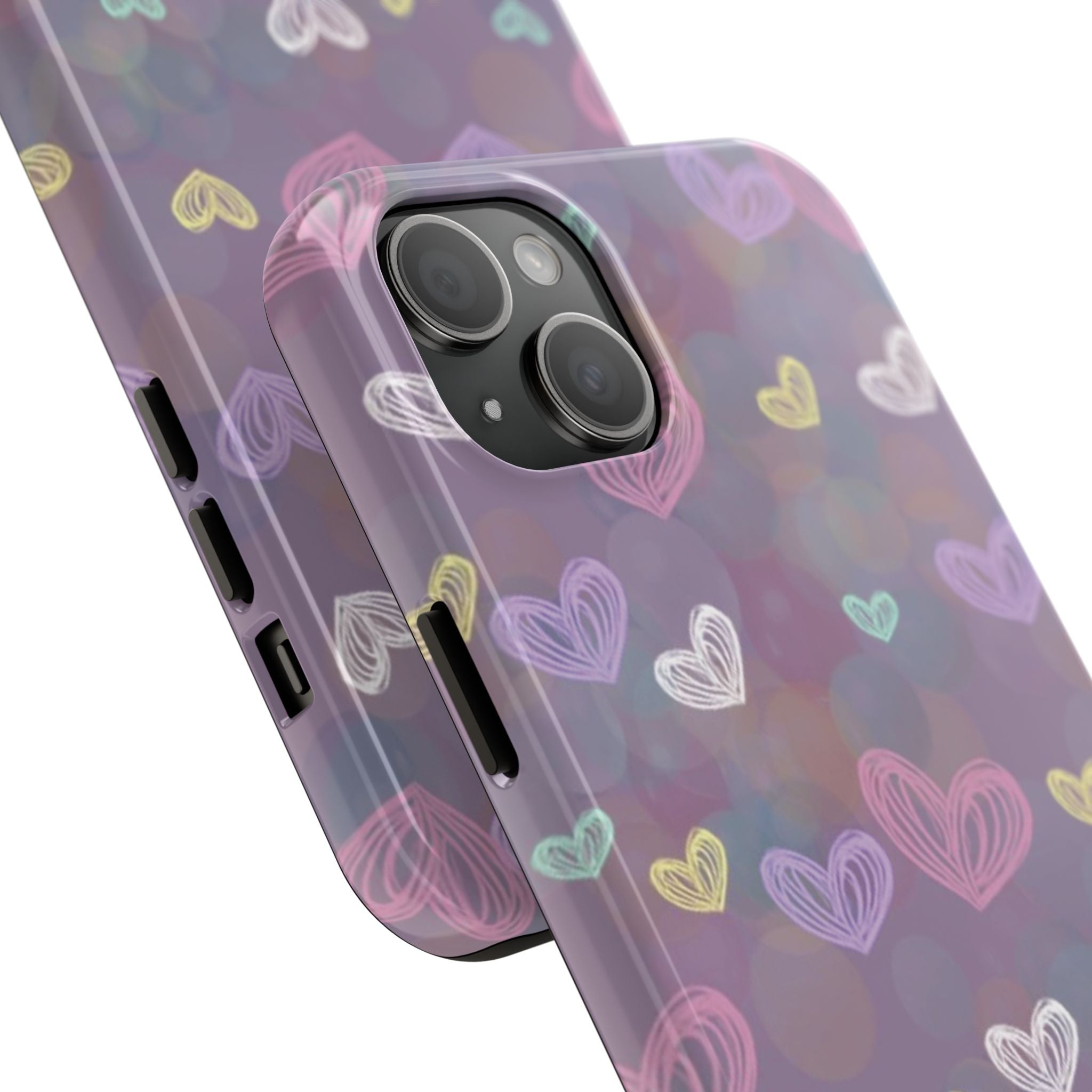 Tough Phone Case — Pastel Heart Pattern Protective Phone Cover