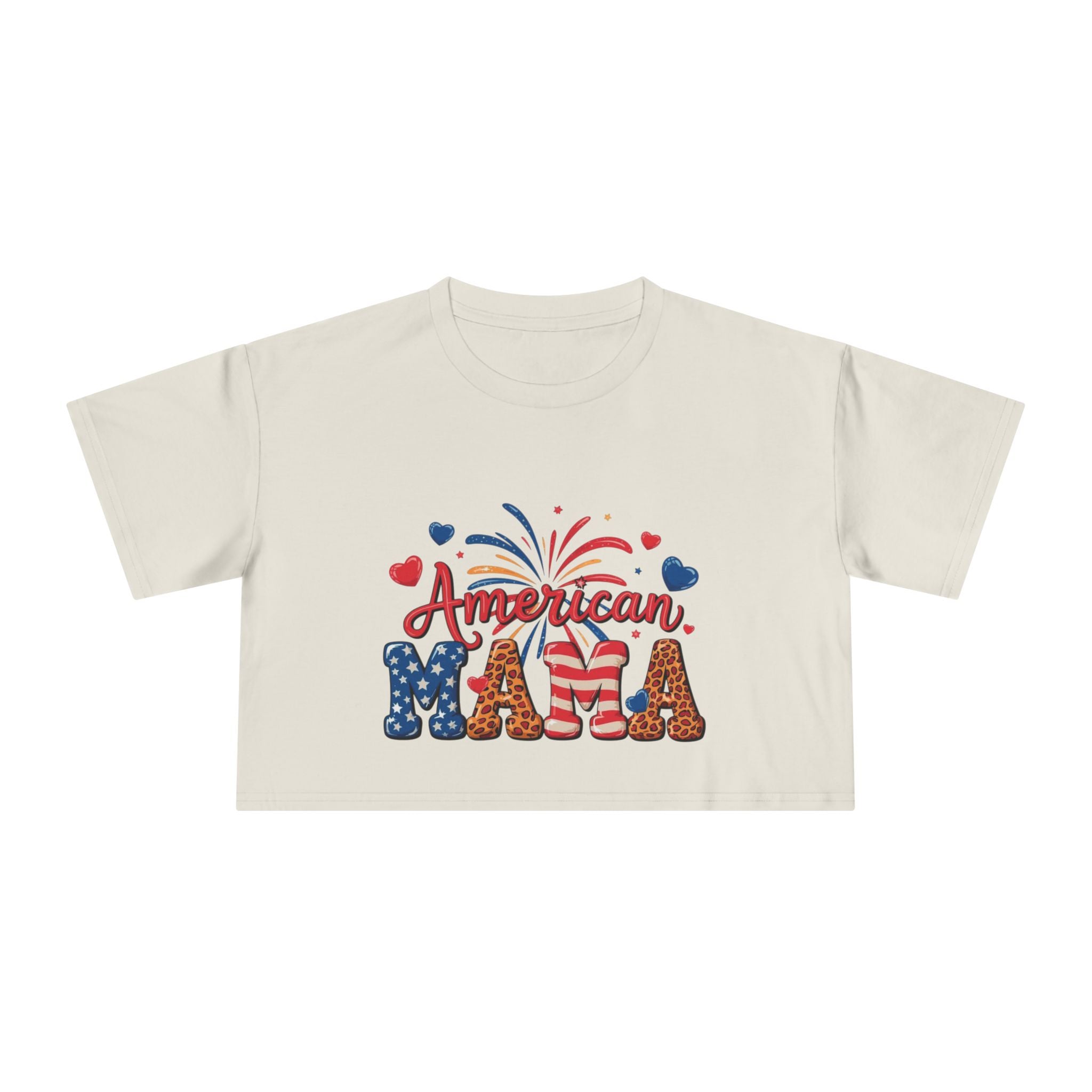 American Mama crop tee | Patriotic Fourth of July fireworks USA design