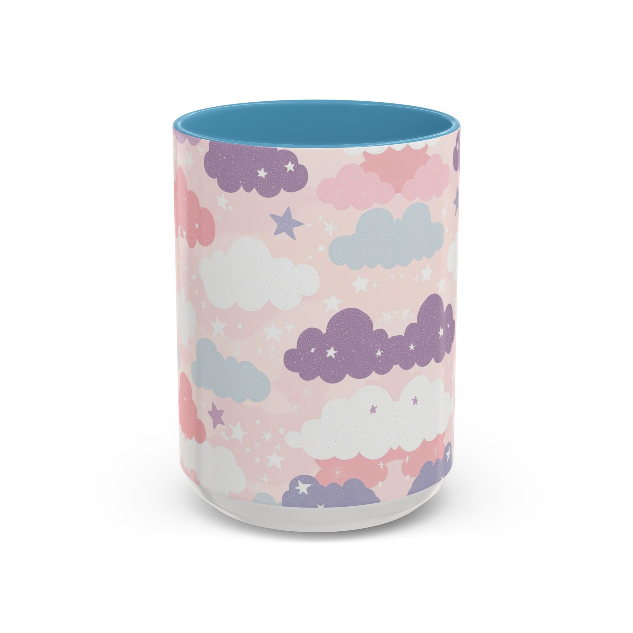 Pastel Cloud Pattern Coffee Mug | Cute Stars and Clouds Design