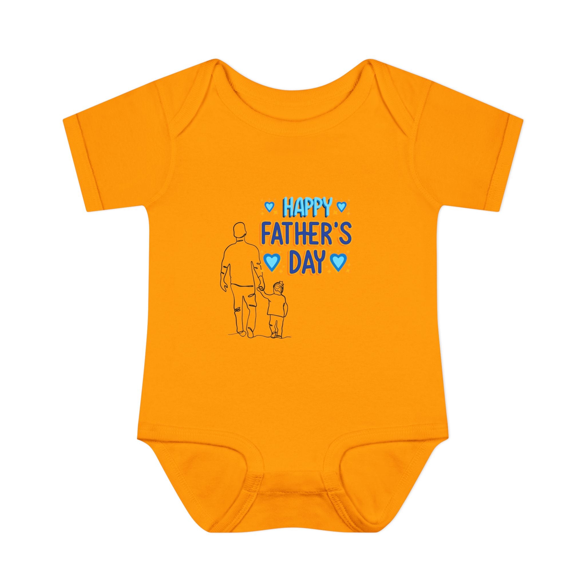 Happy Father s Day baby bodysuit Daddy and child illustration