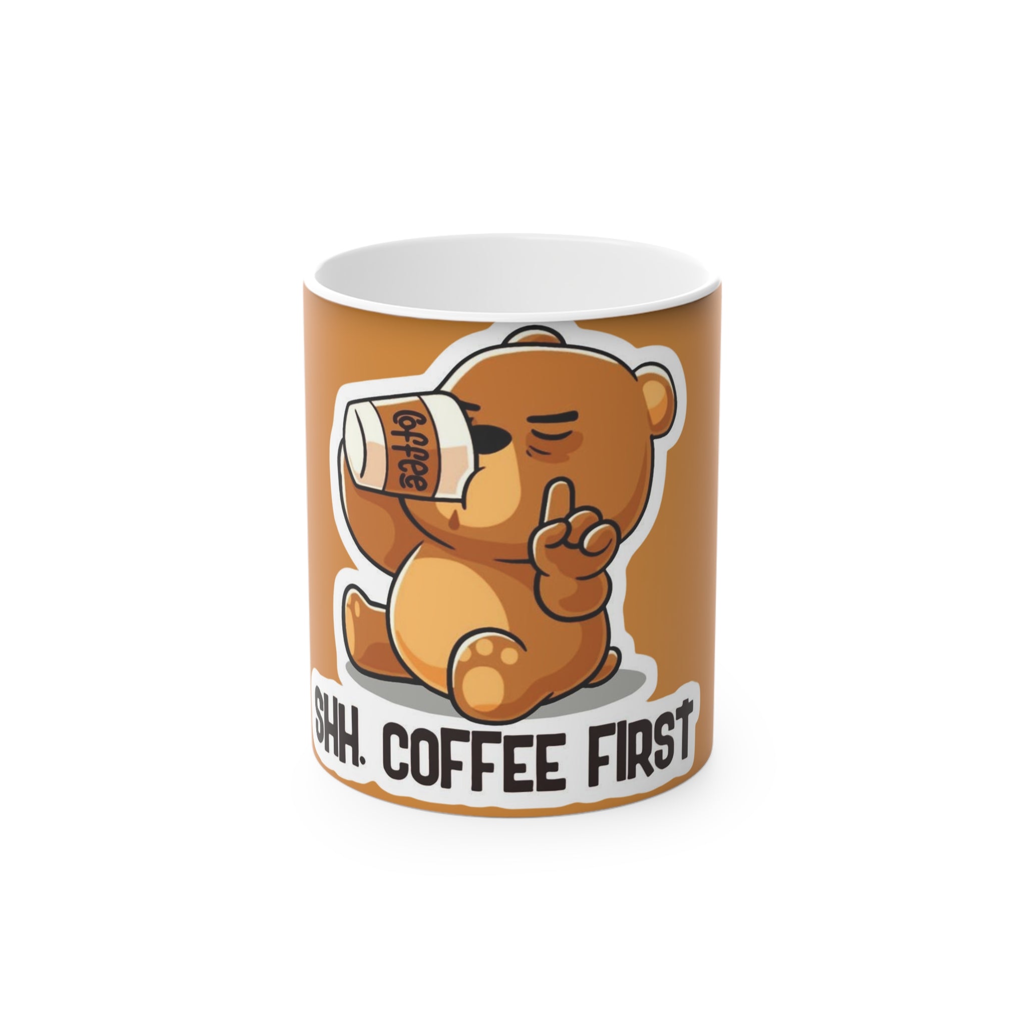 Sleepy Bear Drinking Coffee mug | Coffee First ceramic mug