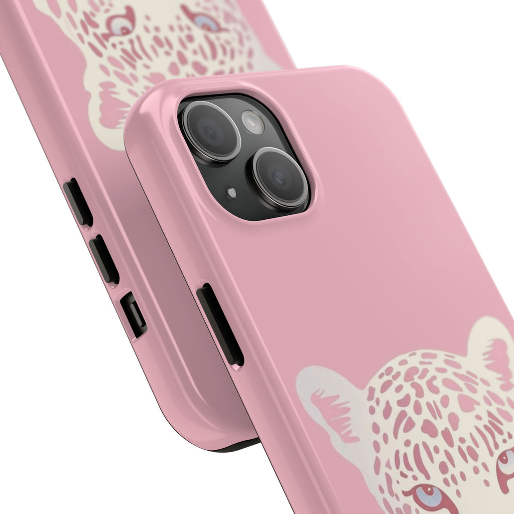 Tough Phone Case — Pink Leopard Face Protective Phone Cover