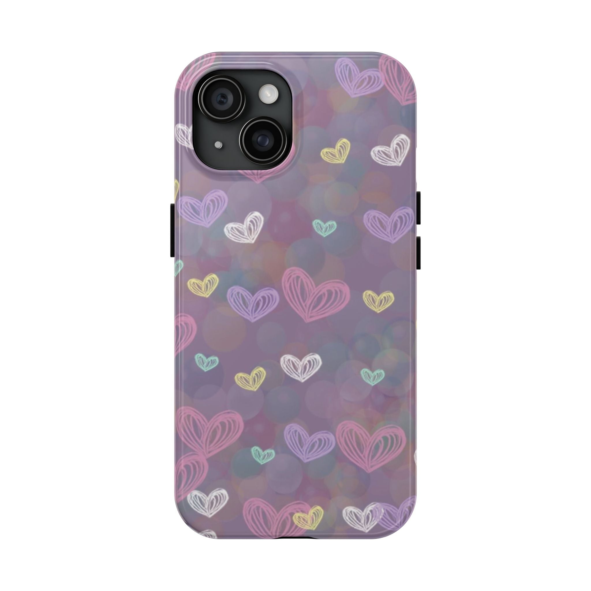 Tough Phone Case — Pastel Heart Pattern Protective Phone Cover