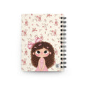 Cute Curly Girl Illustration Spiral Bound Journal | Pink Polka Dot Notebook