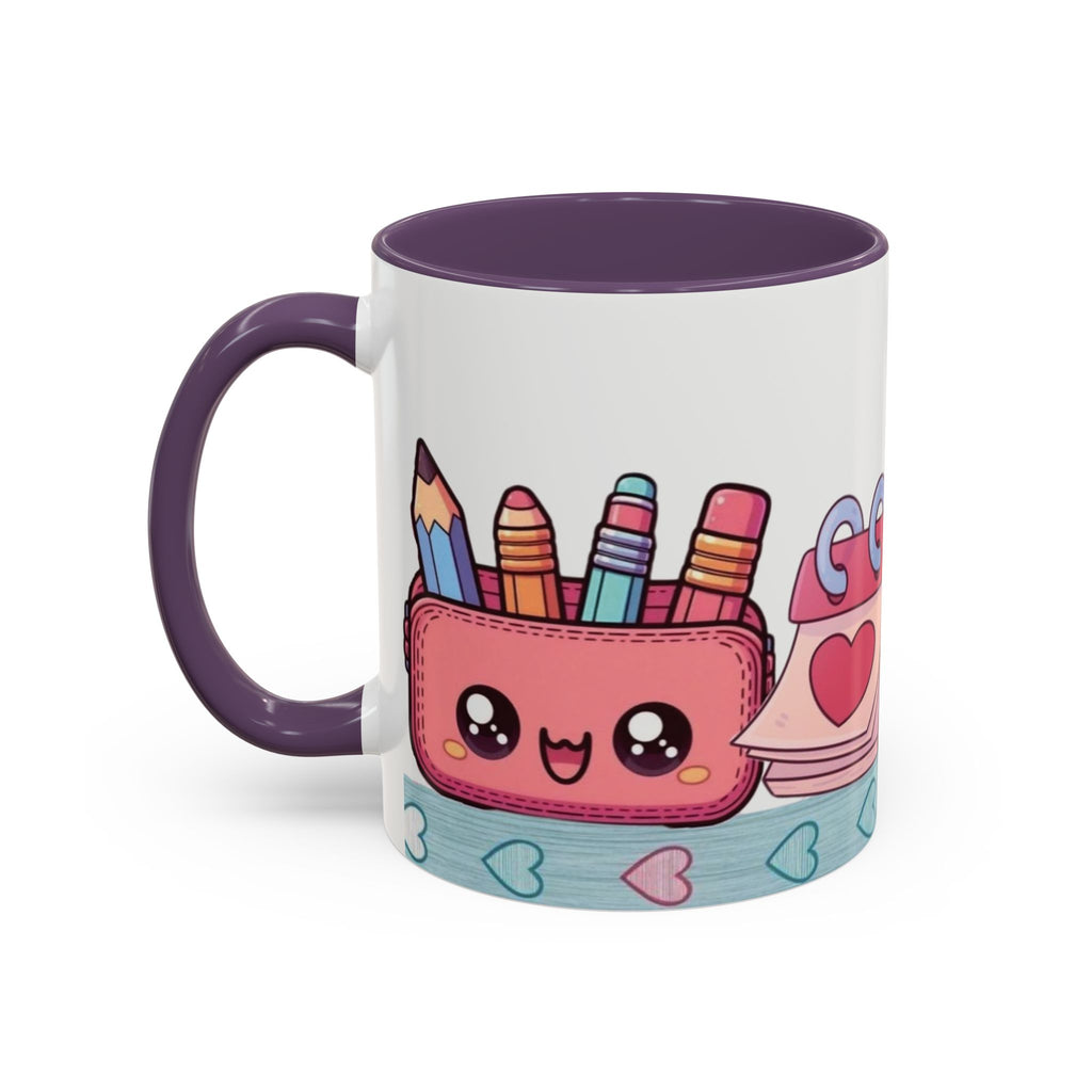 Cute Teacher Desk Accent Coffee Mug — Kawaii School Supplies Design