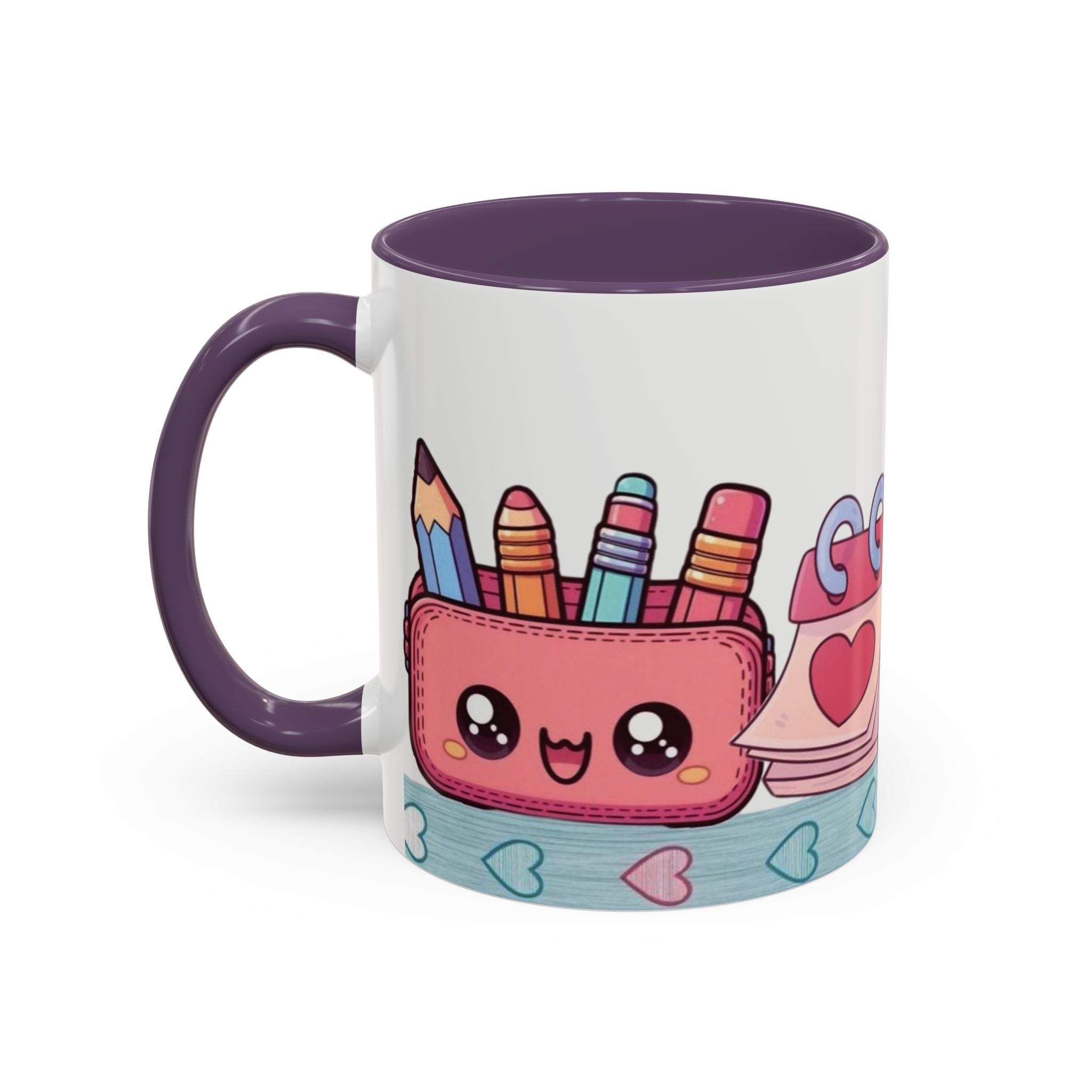 Cute Teacher Desk Accent Coffee Mug — Kawaii School Supplies Design