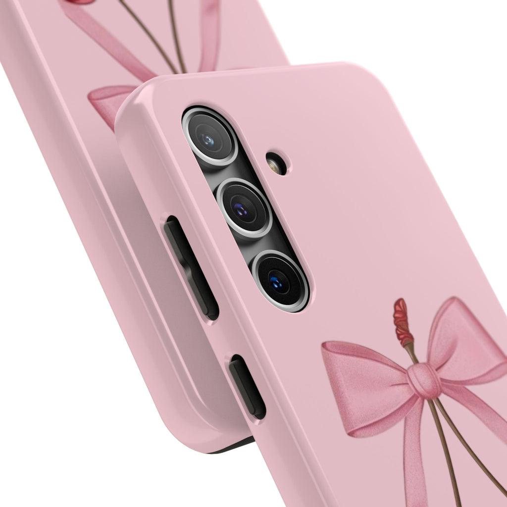 Pink Cherry Tough Phone Case — Cute Bow Cherry Protective Phone Cover