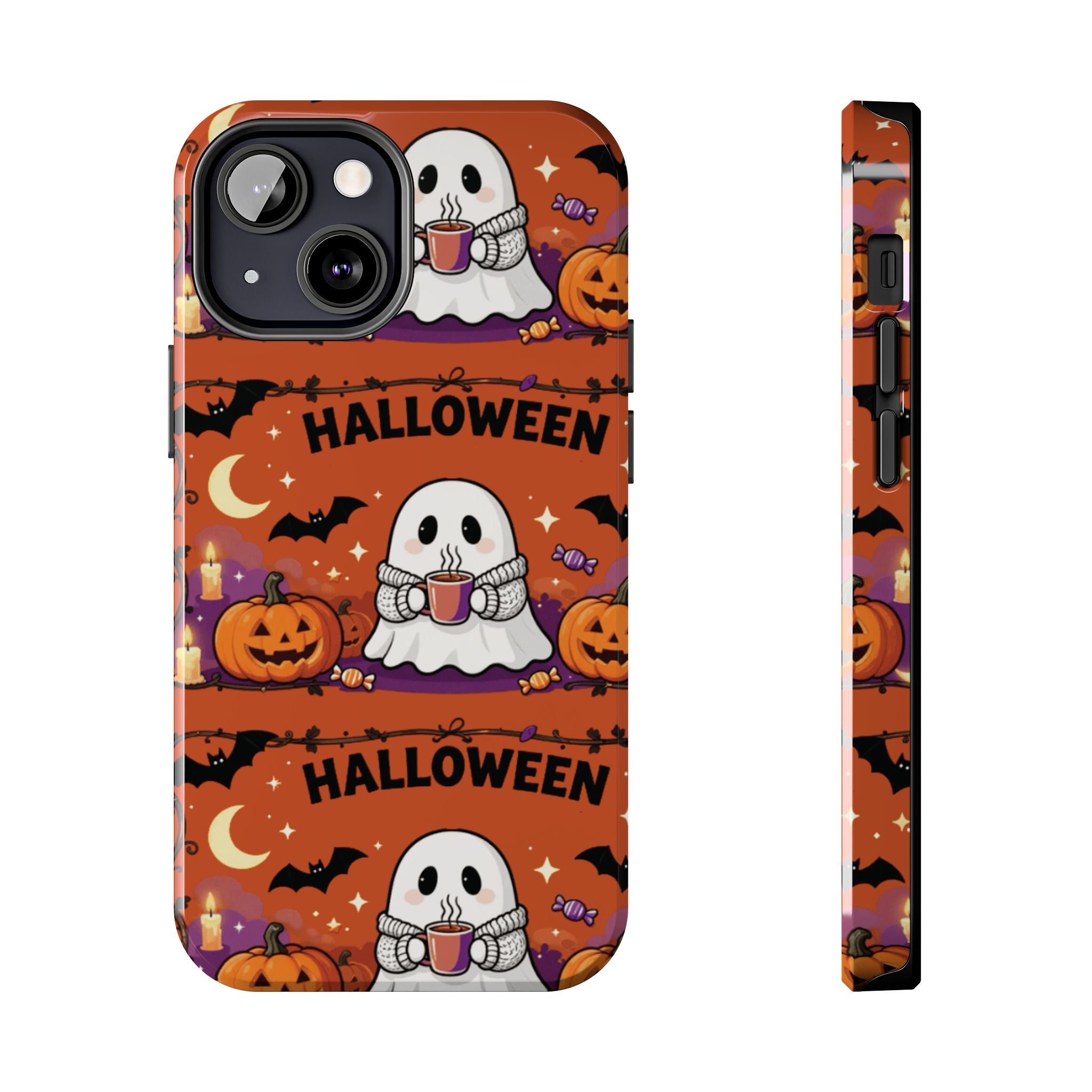 Halloween Ghost Pattern Tough Phone Case — Cute Pumpkin & Candy Halloween Phone Cover