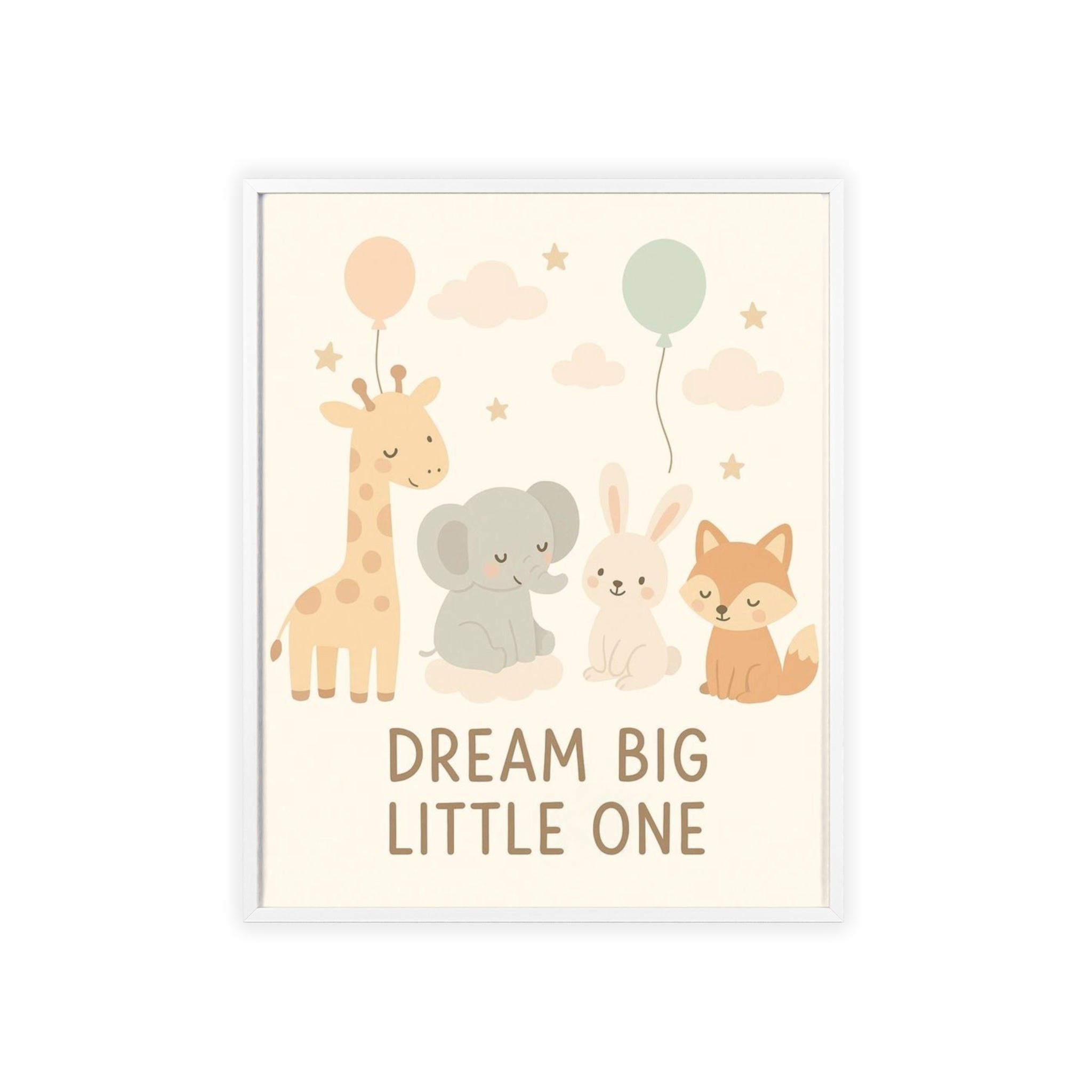 Dream Big Little One Nursery Poster — Woodland Animals Framed Wall Art