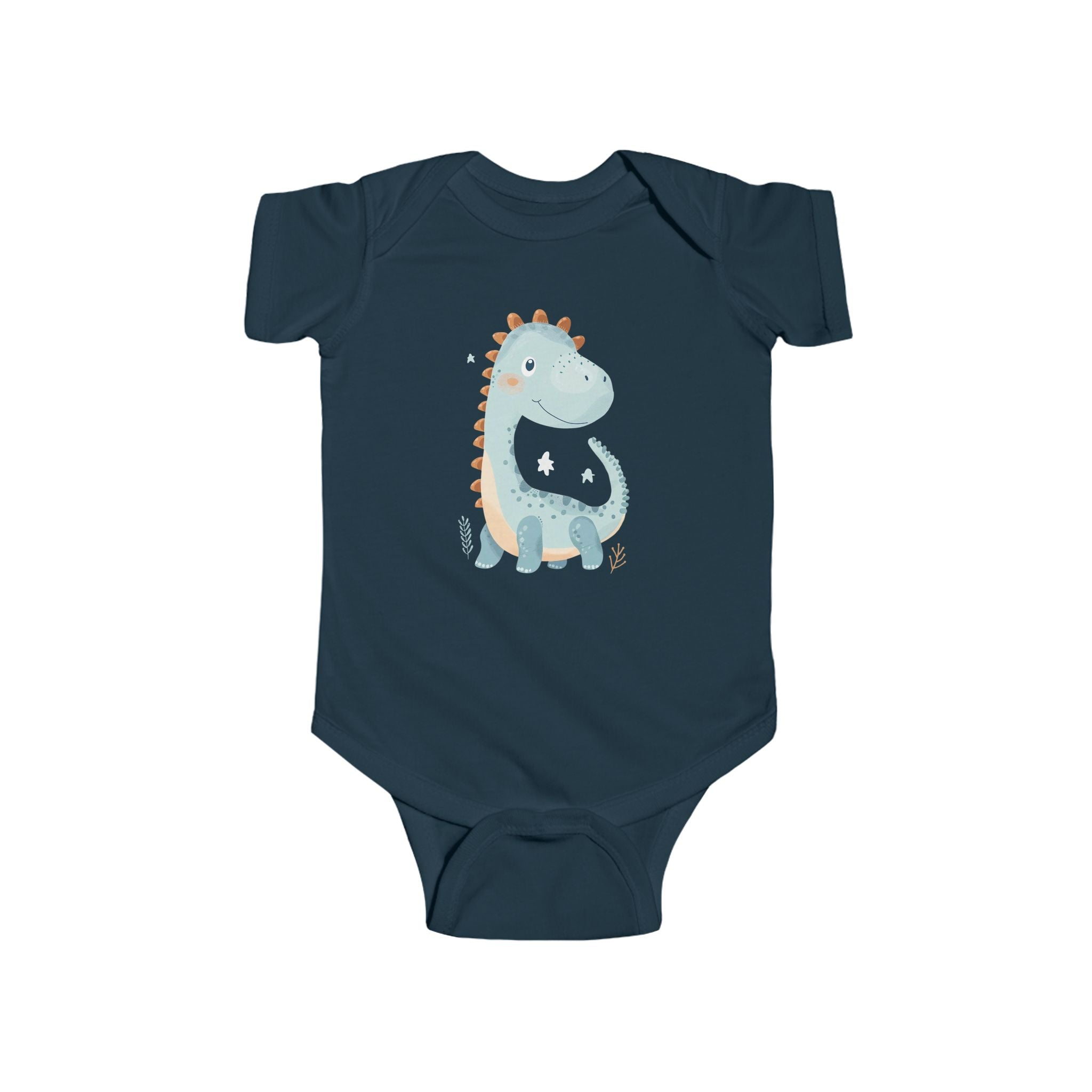 Baby Bodysuit - Cute Blue Dinosaur Infant Onesie