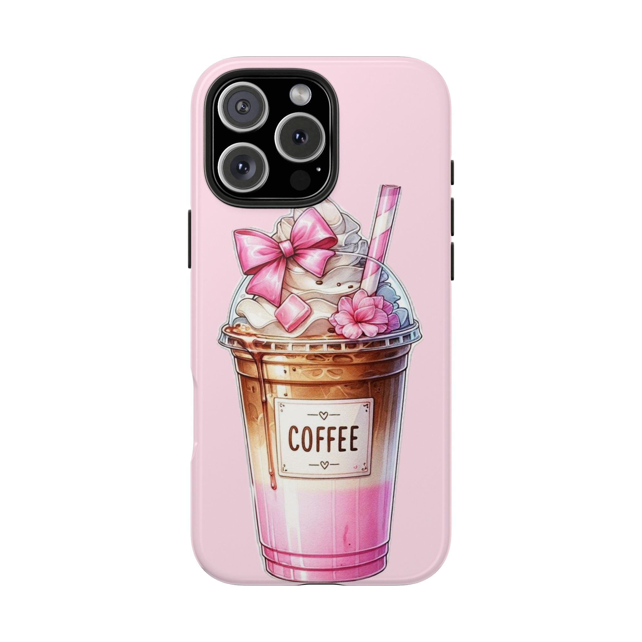 Cute Pink Coffee Phone Case — Kawaii Latte Tough Phone Case
