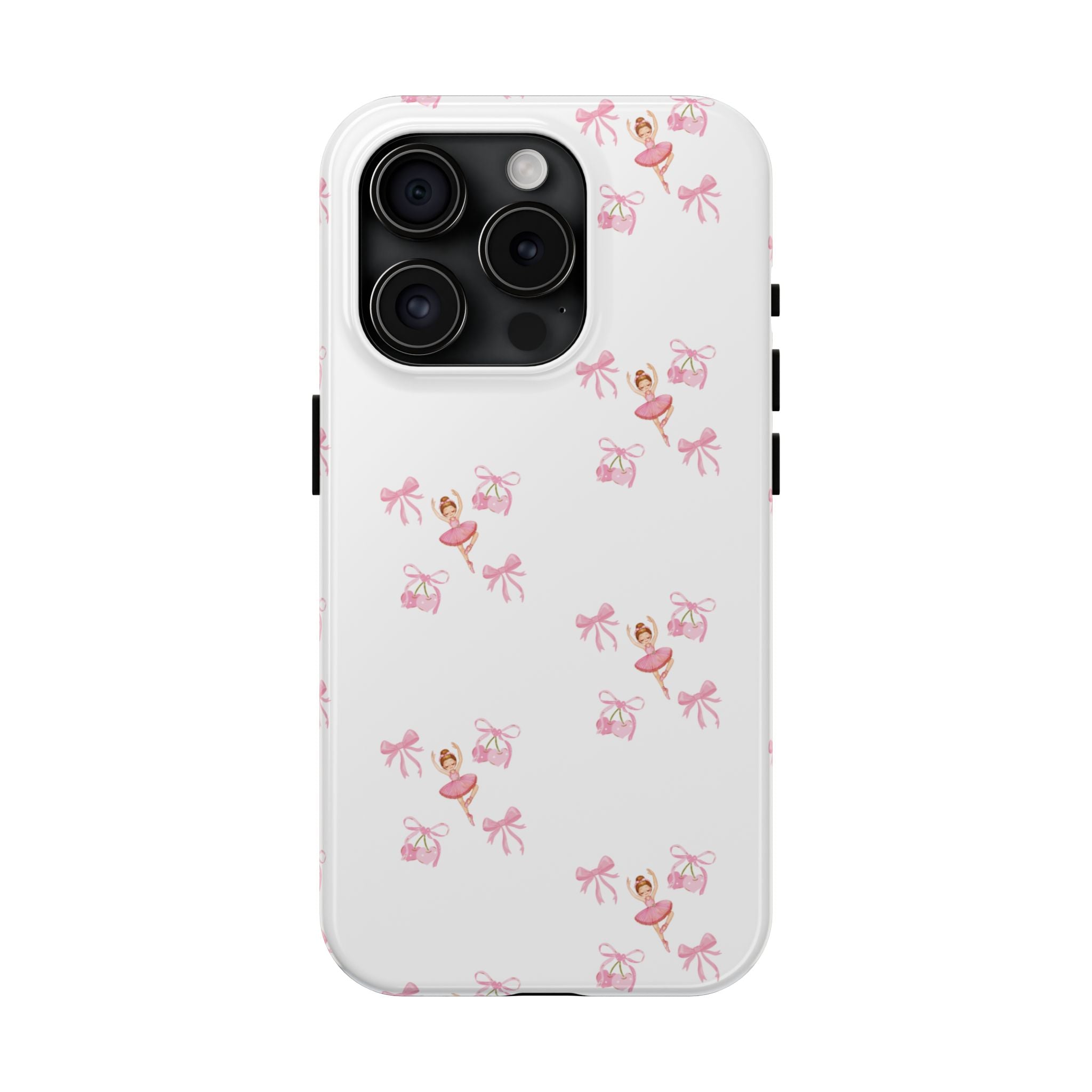 Pink Ballet Pattern Tough Phone Case — Cute Ballerina & Ribbon Design