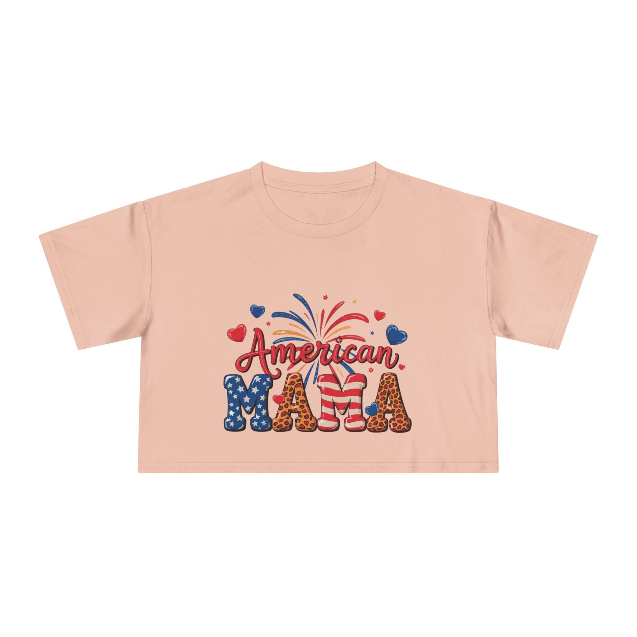 American Mama crop tee | Patriotic Fourth of July fireworks USA design