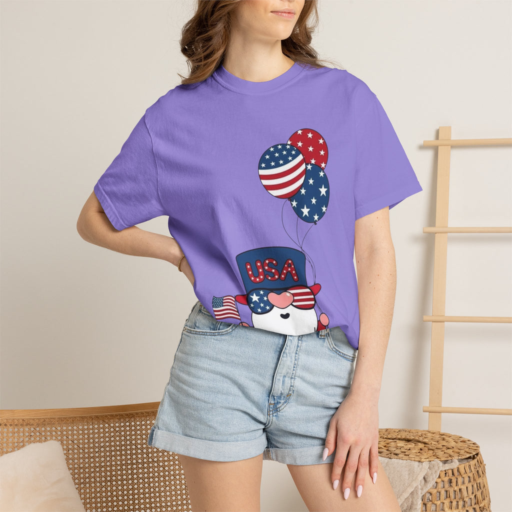 Patriotic Gnome with Balloons T-Shirt | Happy 4th of July USA Design