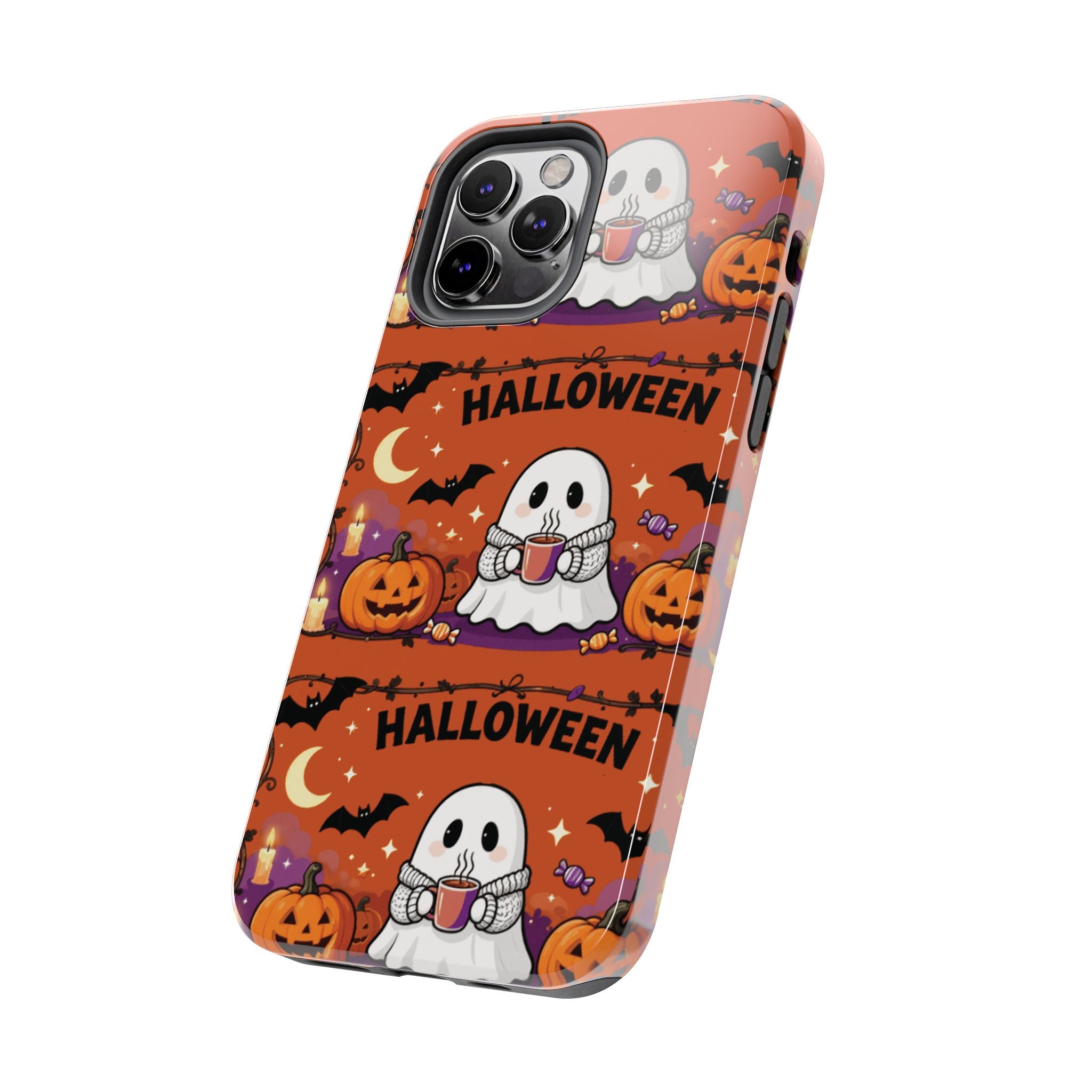 Halloween Ghost Pattern Tough Phone Case — Cute Pumpkin & Candy Halloween Phone Cover