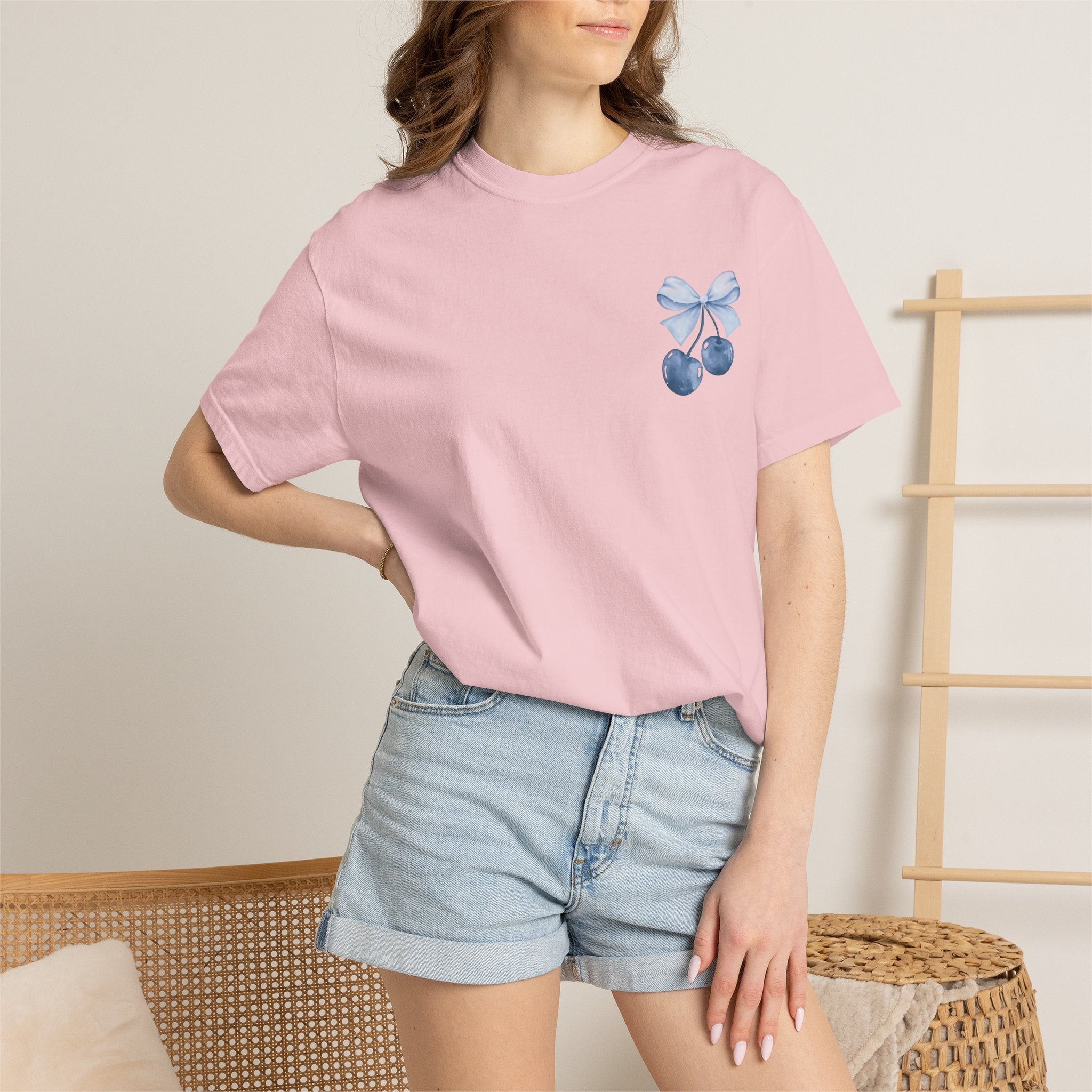 Blue Watercolor Cherries T-Shirt