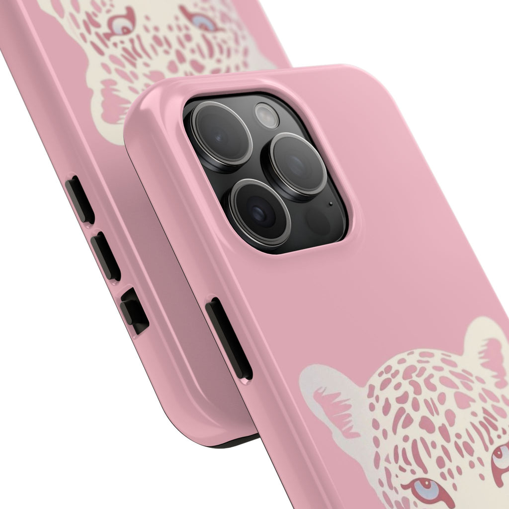 Tough Phone Case — Pink Leopard Face Protective Phone Cover