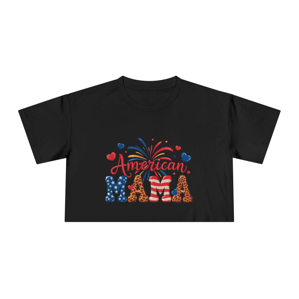 American Mama crop tee | Patriotic Fourth of July fireworks USA design