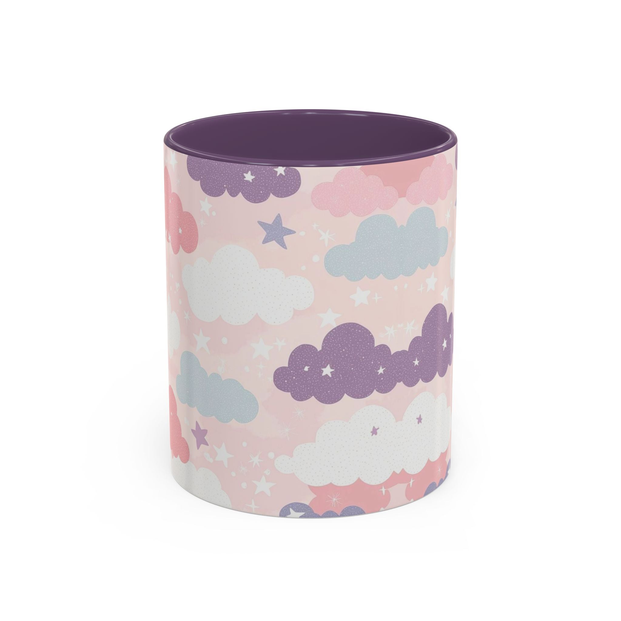 Pastel Cloud Pattern Coffee Mug | Cute Stars and Clouds Design