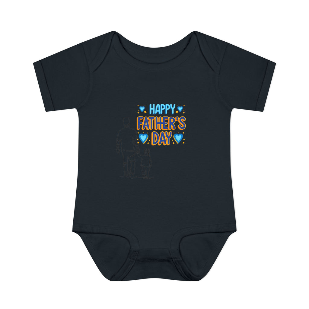 Happy Father s Day baby bodysuit Daddy and child illustration