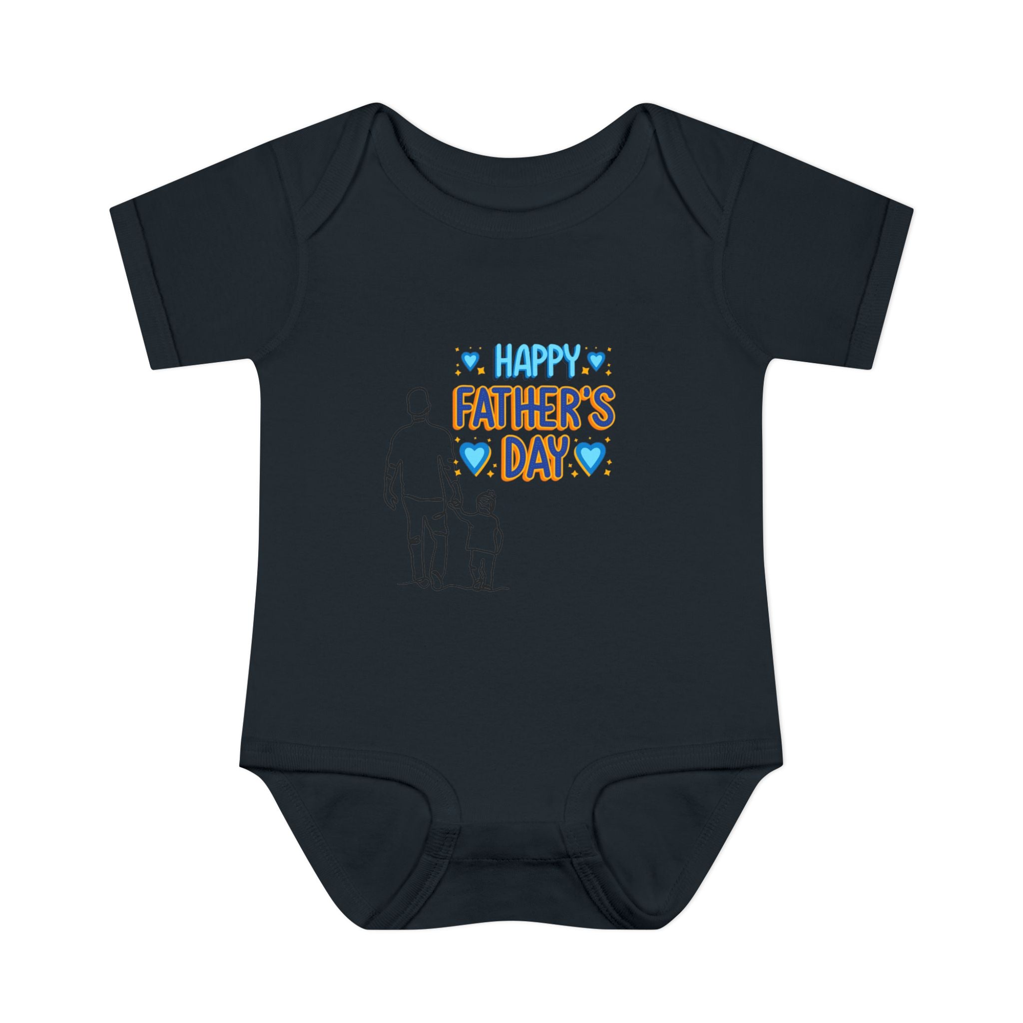 Happy Father s Day baby bodysuit Daddy and child illustration