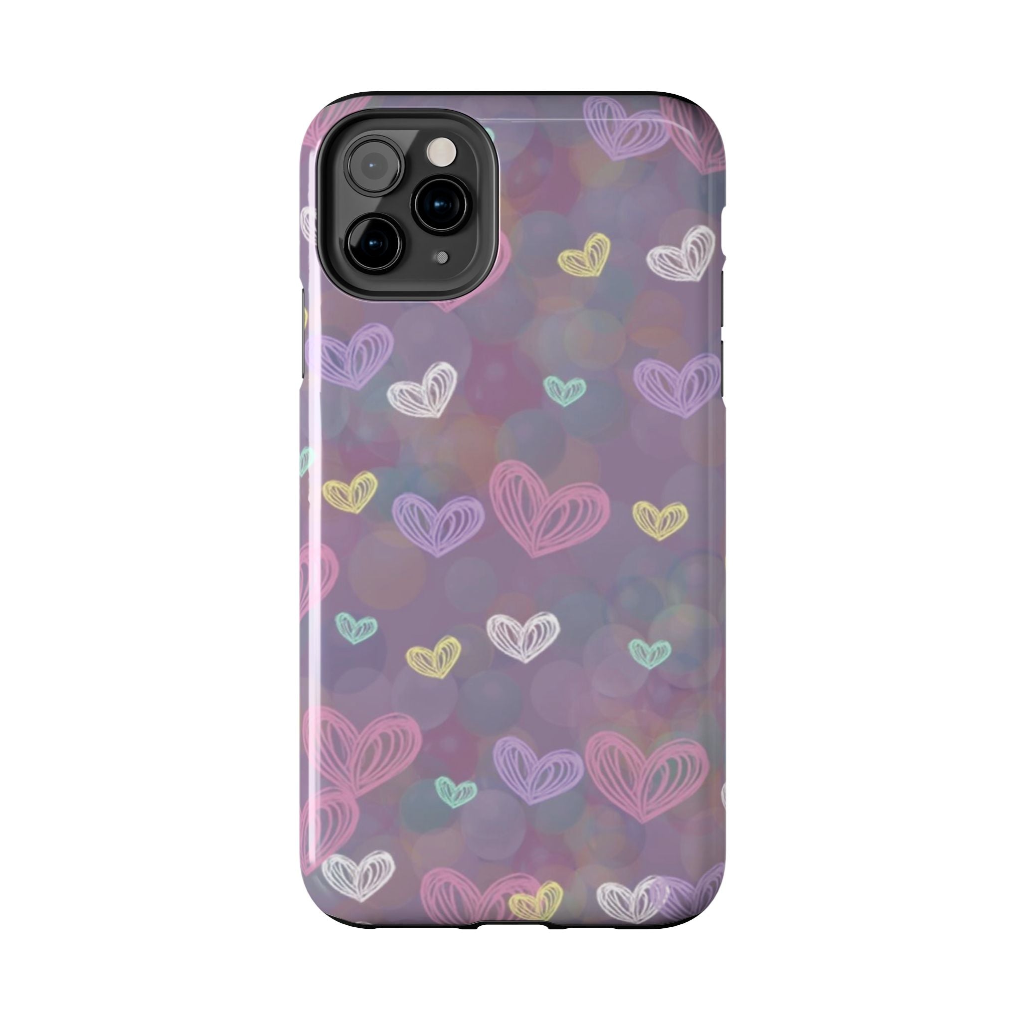 Tough Phone Case — Pastel Heart Pattern Protective Phone Cover