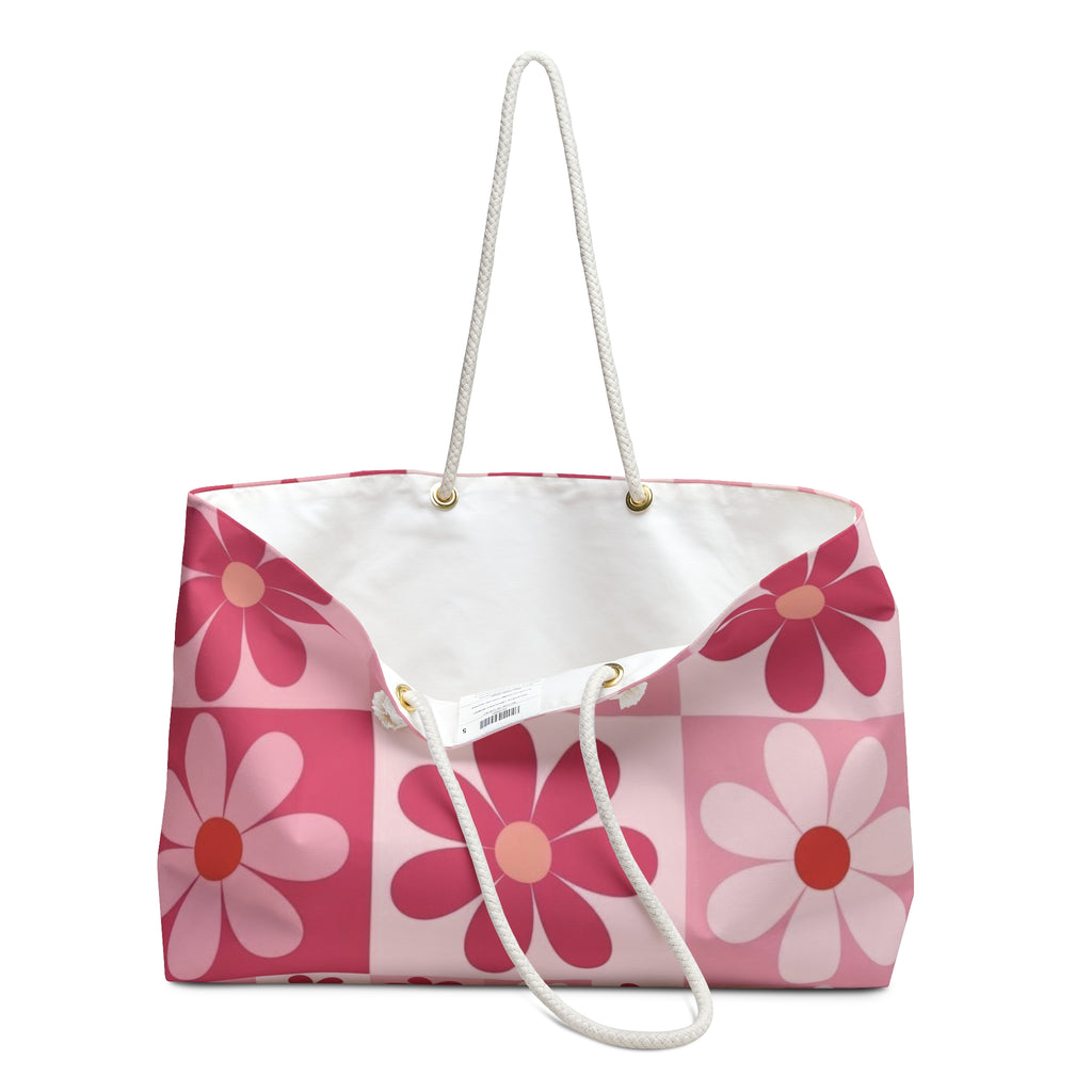 Pink Retro Daisy Weekender Bag