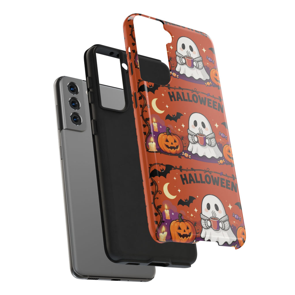 Halloween Ghost Pattern Tough Phone Case — Cute Pumpkin & Candy Halloween Phone Cover