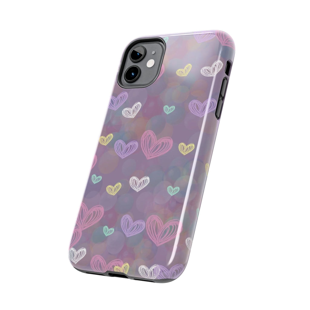 Tough Phone Case — Pastel Heart Pattern Protective Phone Cover