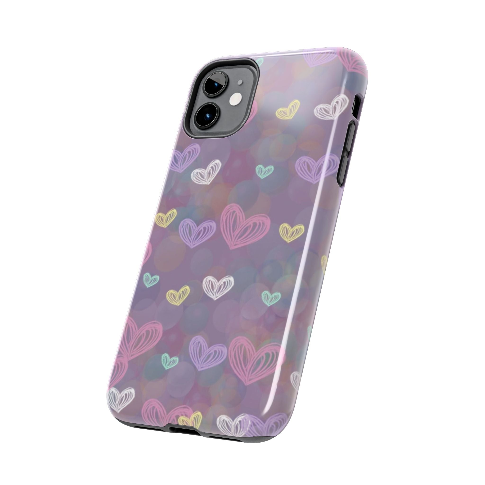 Tough Phone Case — Pastel Heart Pattern Protective Phone Cover