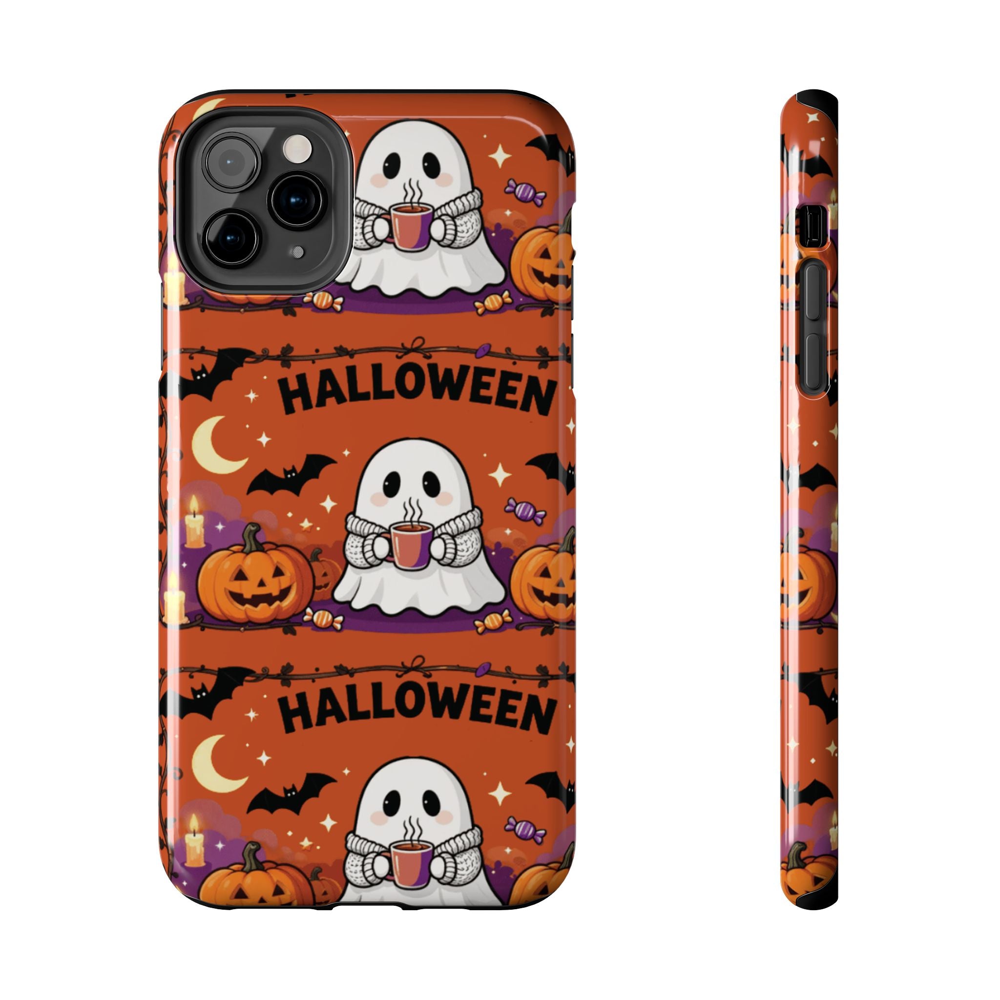 Halloween Ghost Pattern Tough Phone Case — Cute Pumpkin & Candy Halloween Phone Cover