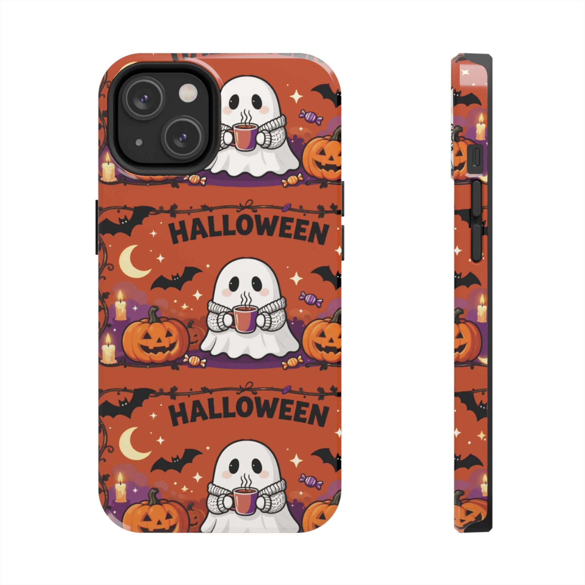 Halloween Ghost Pattern Tough Phone Case — Cute Pumpkin & Candy Halloween Phone Cover