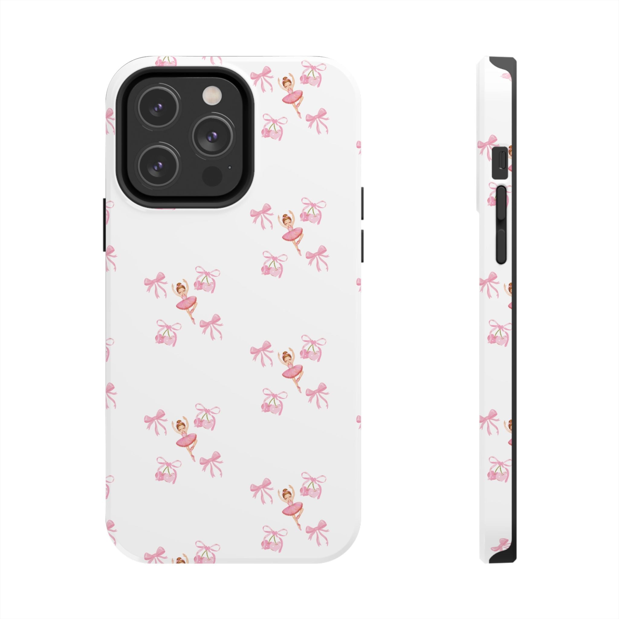 Pink Ballet Pattern Tough Phone Case — Cute Ballerina & Ribbon Design