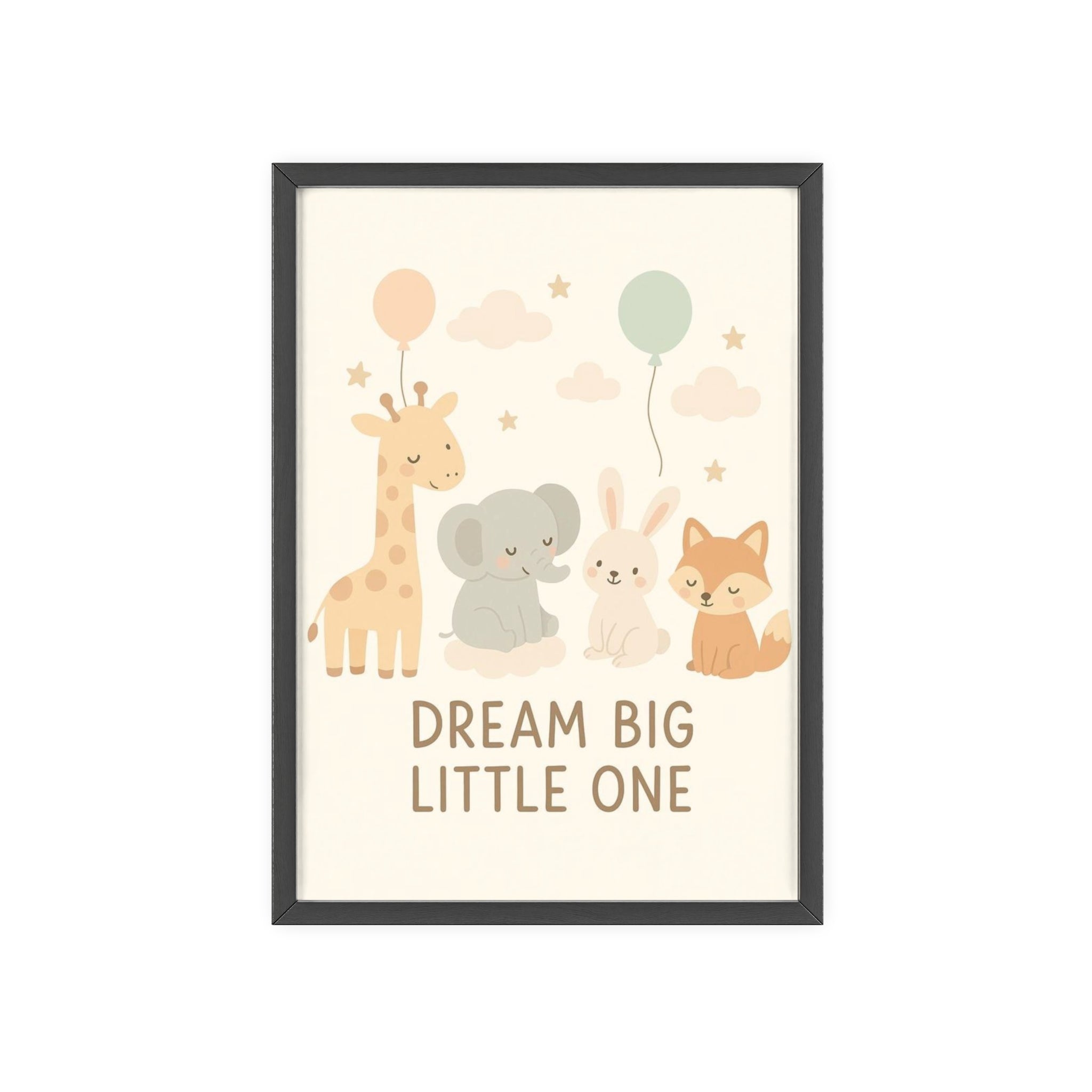 Dream Big Little One Nursery Poster — Woodland Animals Framed Wall Art