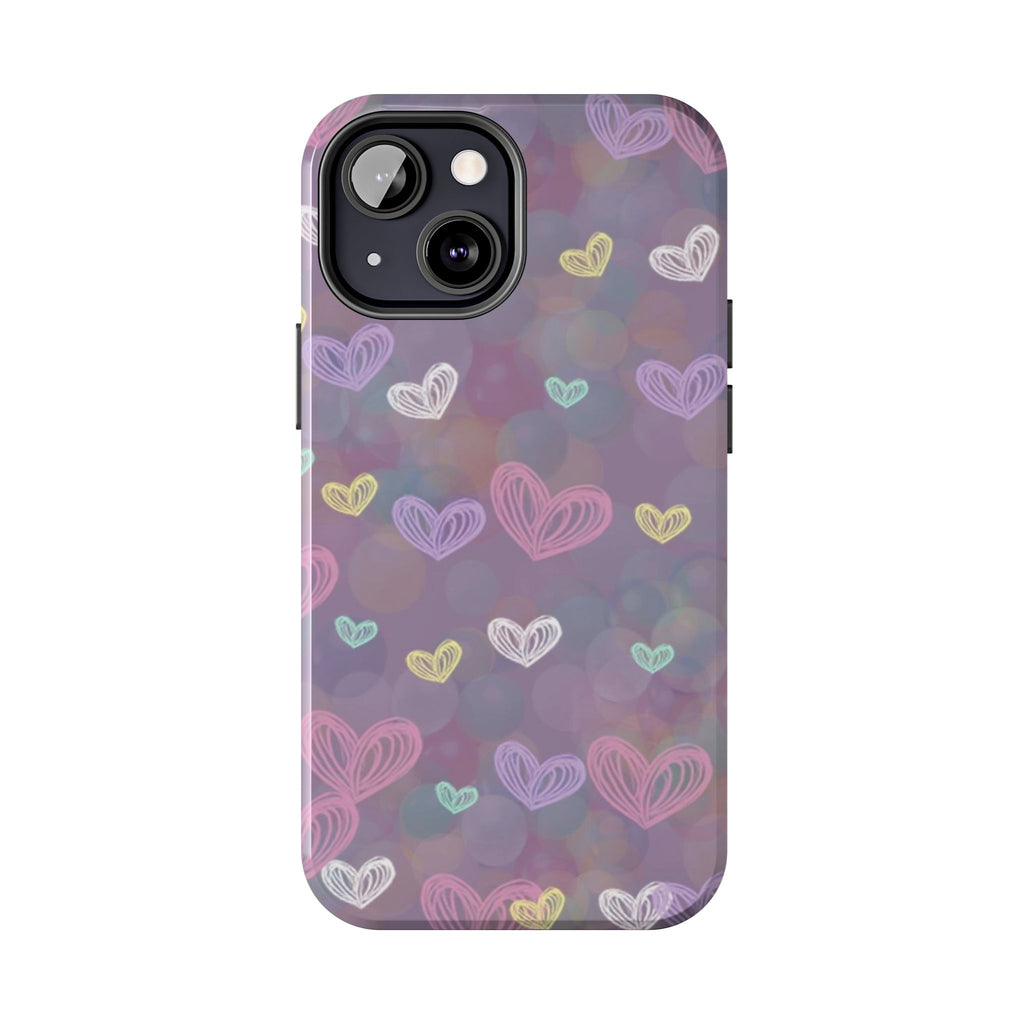 Tough Phone Case — Pastel Heart Pattern Protective Phone Cover