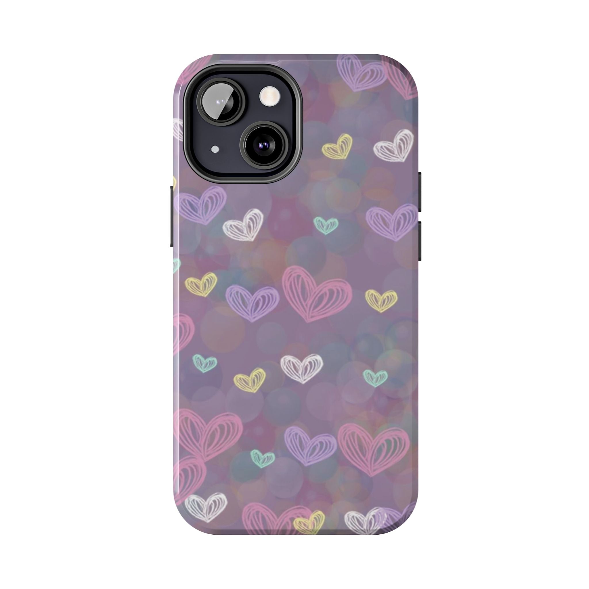 Tough Phone Case — Pastel Heart Pattern Protective Phone Cover