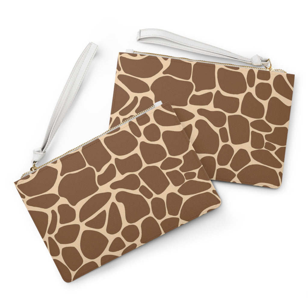 Giraffe Print Clutch Bag — Brown Safari Pattern Wristlet
