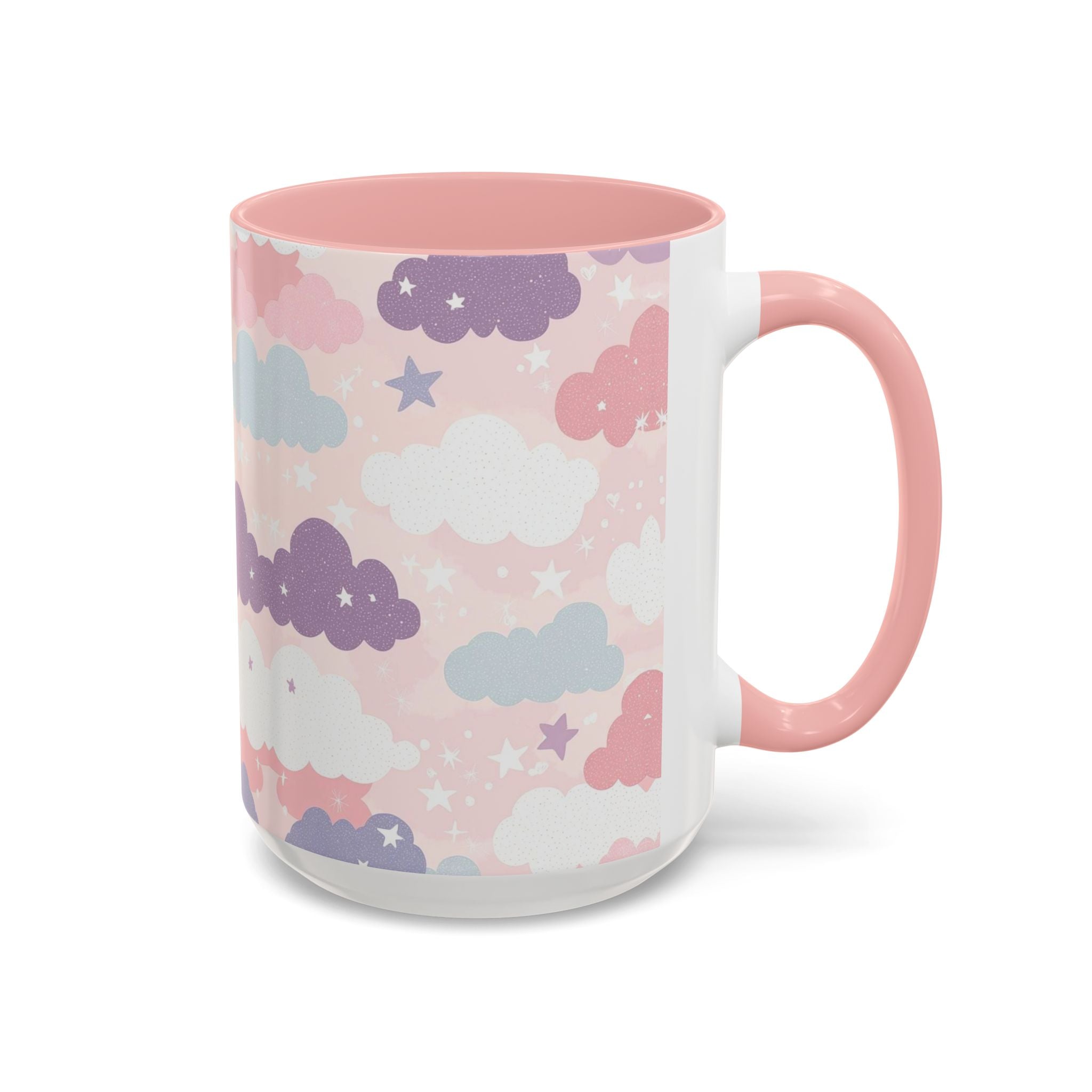 Pastel Cloud Pattern Coffee Mug | Cute Stars and Clouds Design