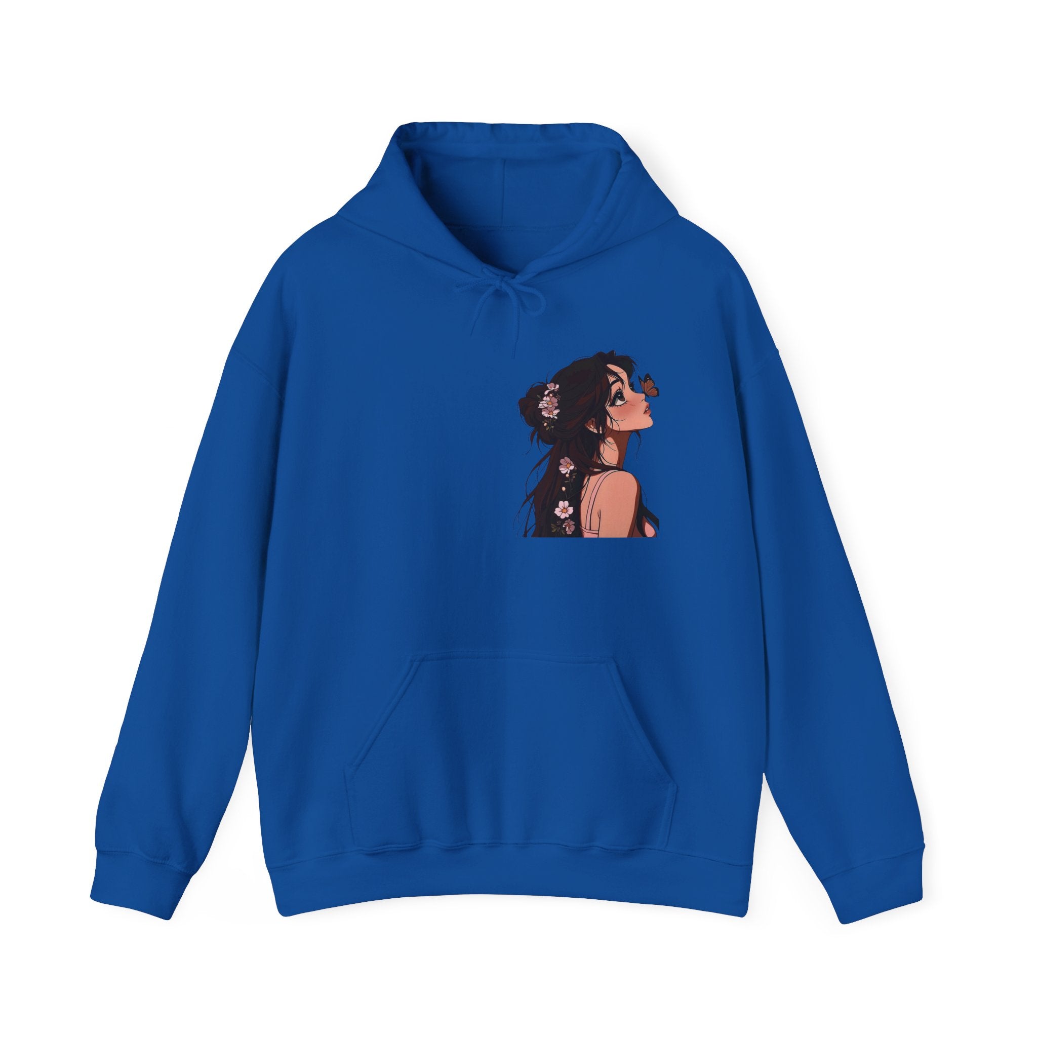 Girl Looking Up with Butterfly Hoodie | Anime Portrait Sweatshirt