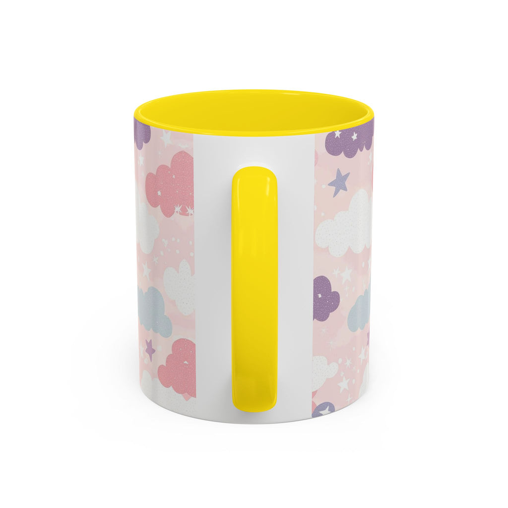 Pastel Cloud Pattern Coffee Mug | Cute Stars and Clouds Design