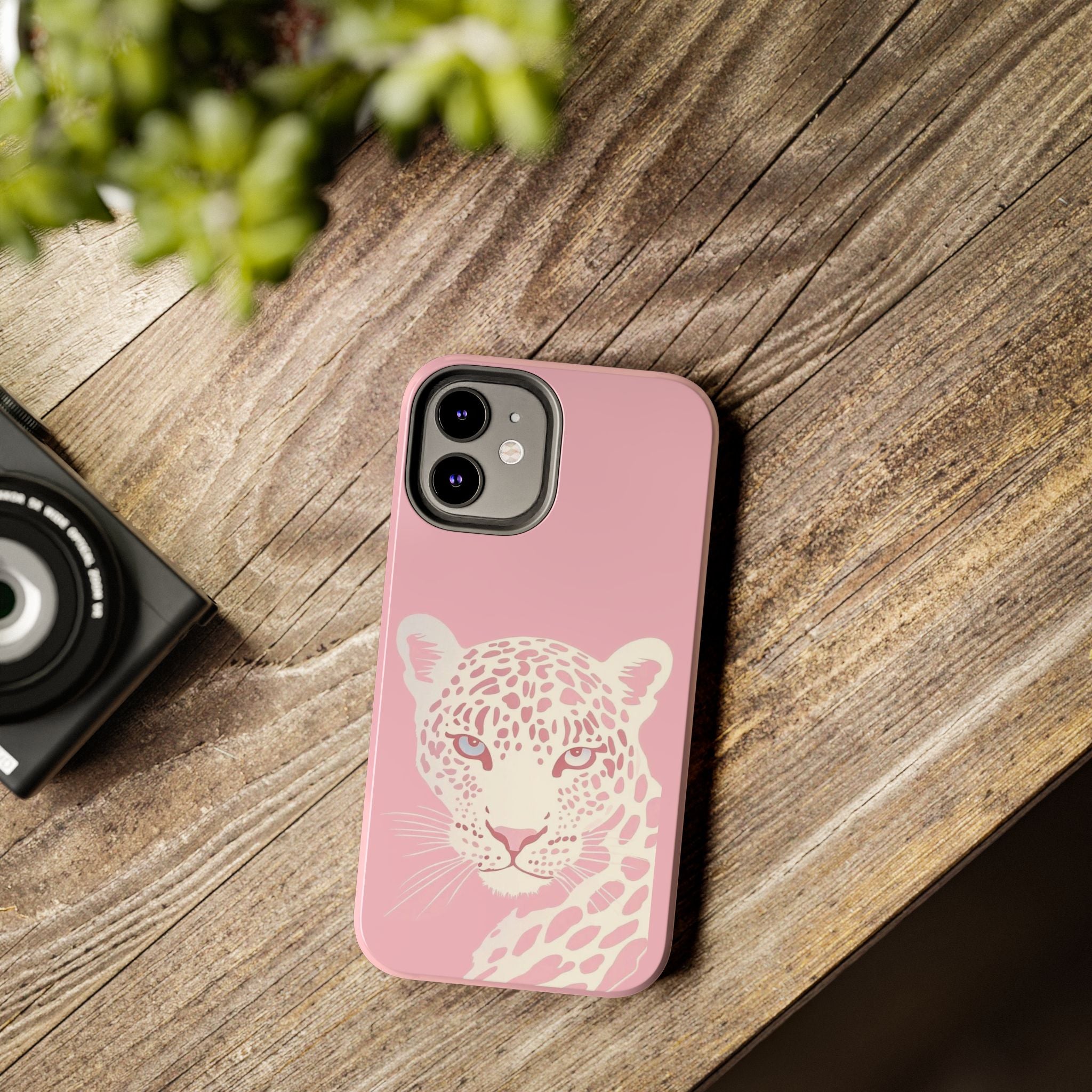 Tough Phone Case — Pink Leopard Face Protective Phone Cover