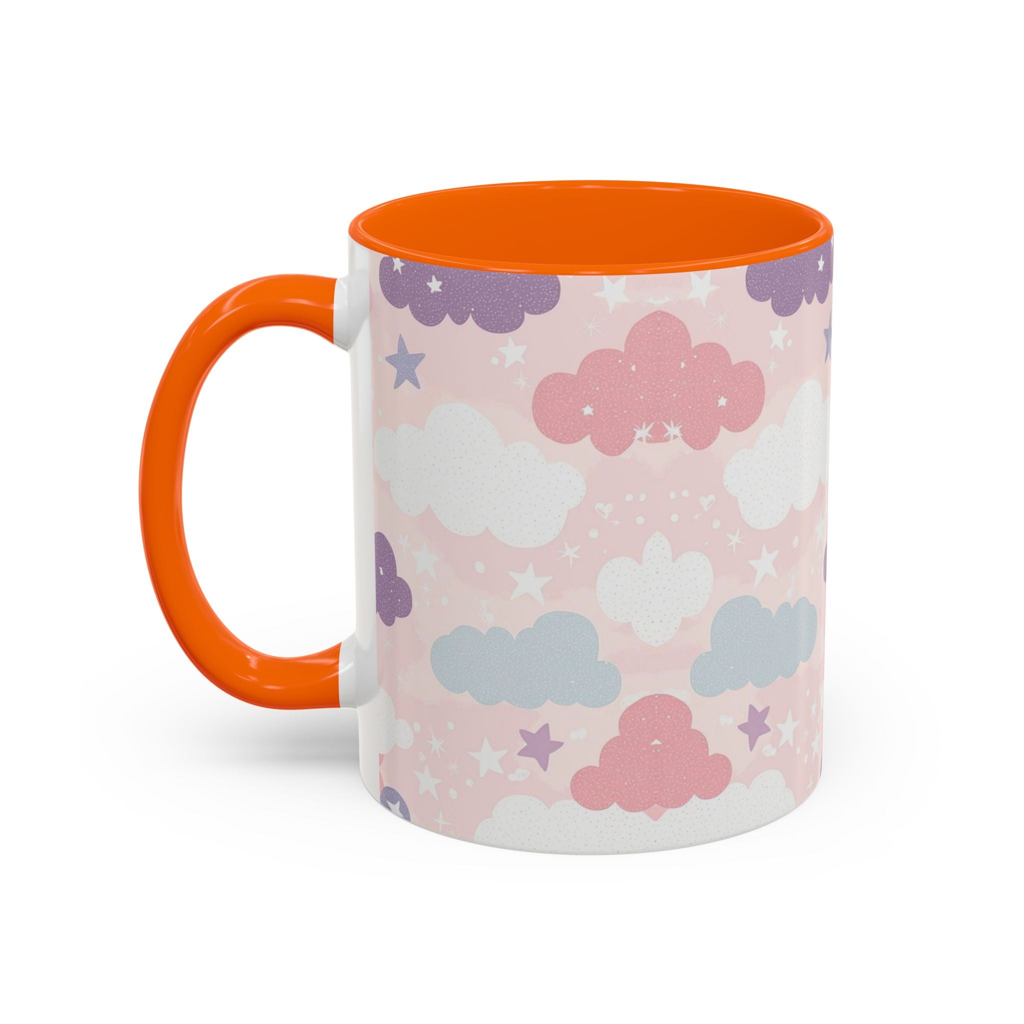 Pastel Cloud Pattern Coffee Mug | Cute Stars and Clouds Design