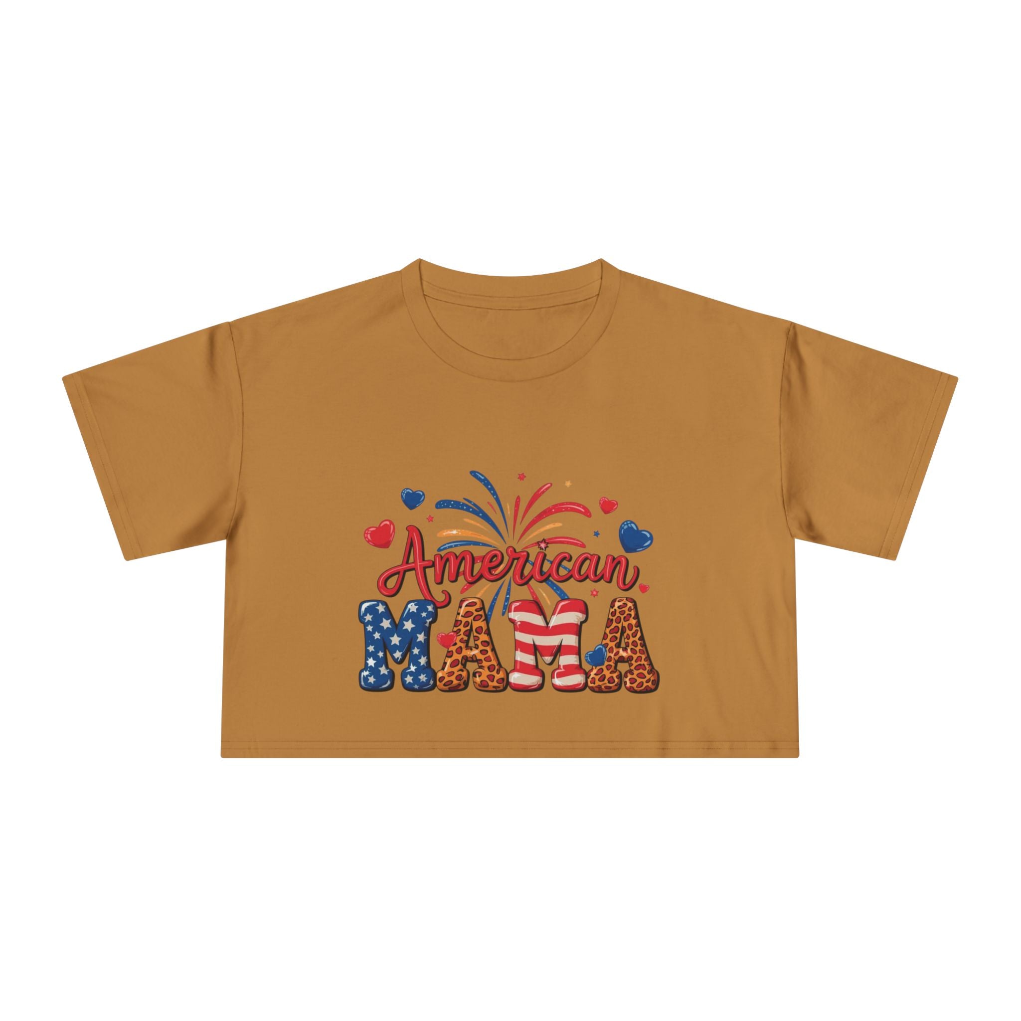 American Mama crop tee | Patriotic Fourth of July fireworks USA design