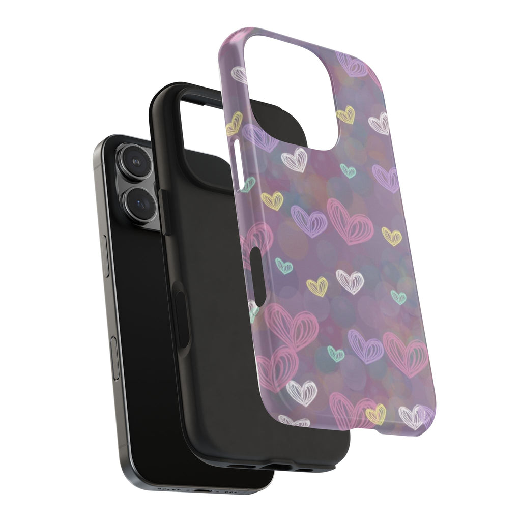 Tough Phone Case — Pastel Heart Pattern Protective Phone Cover