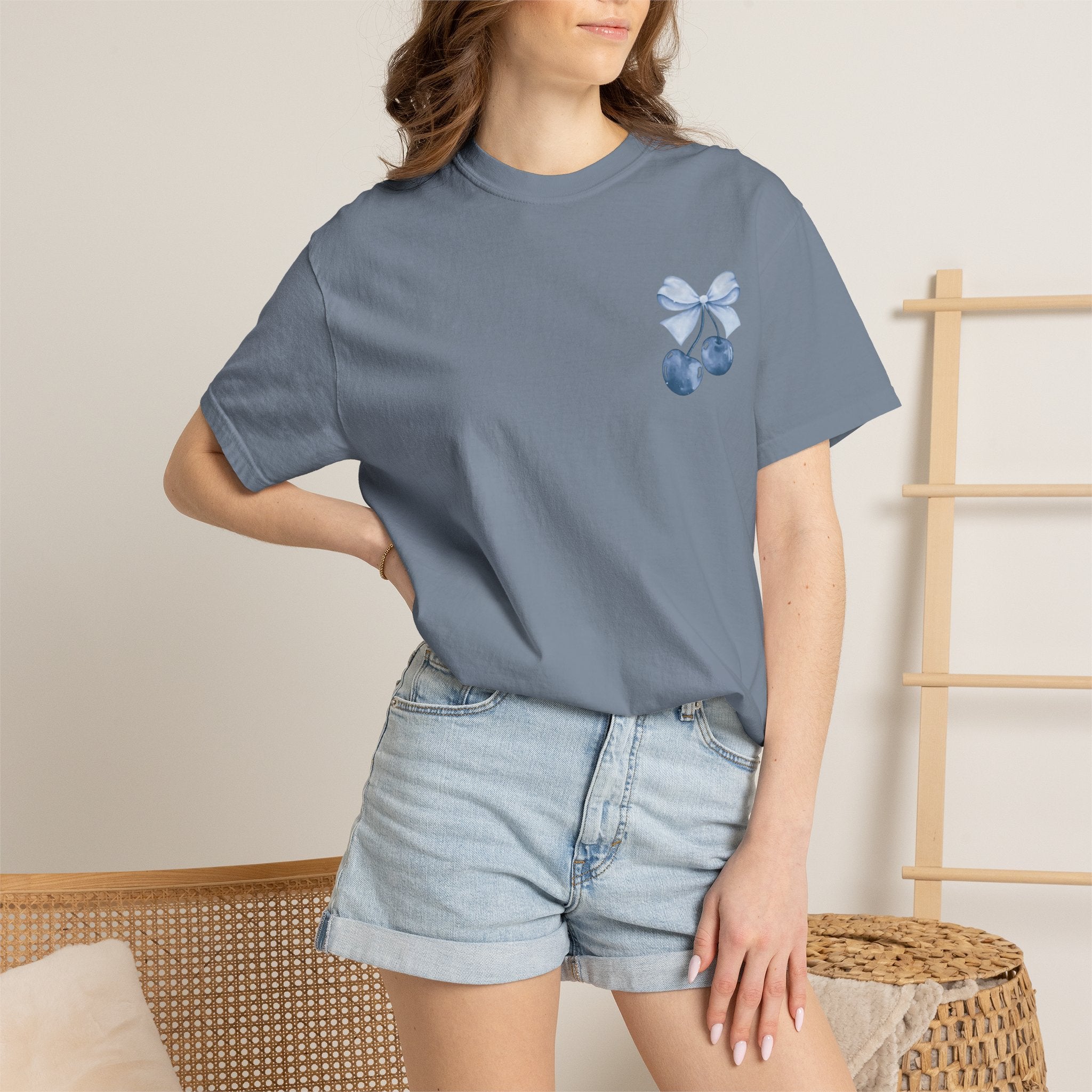 Blue Watercolor Cherries T-Shirt